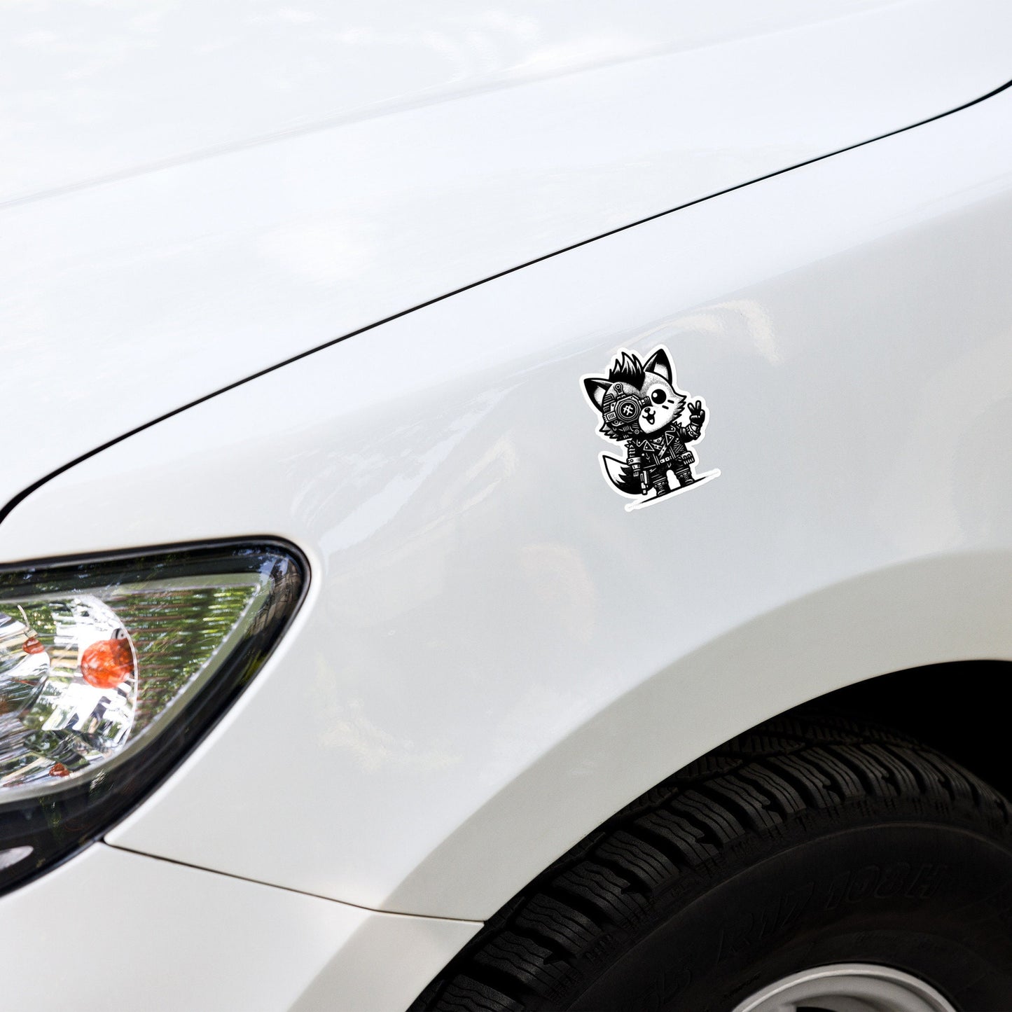 Gothic Grunge Punkrock Cyborg Fox Sticker Vinyl Waterproof Cyberpunk Animal Sticker for Tumblers, Car Bumpers, Books and Crafts
