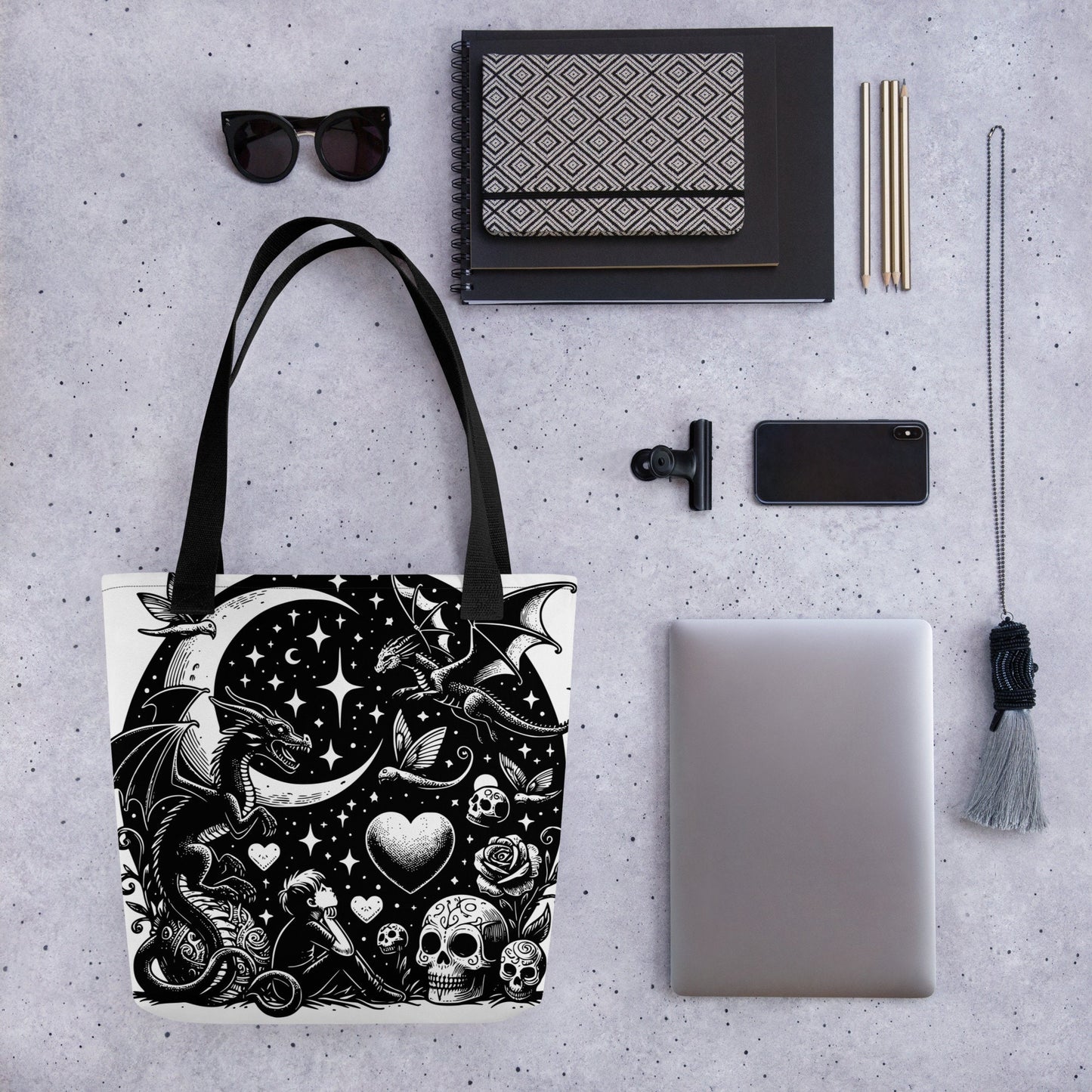 WHITE Gothic Grunge Pastel Goth Moon Gazer Tote Bag, Ventcore Darkcore Weird Stuff Dark Aesthetic Tote Bag