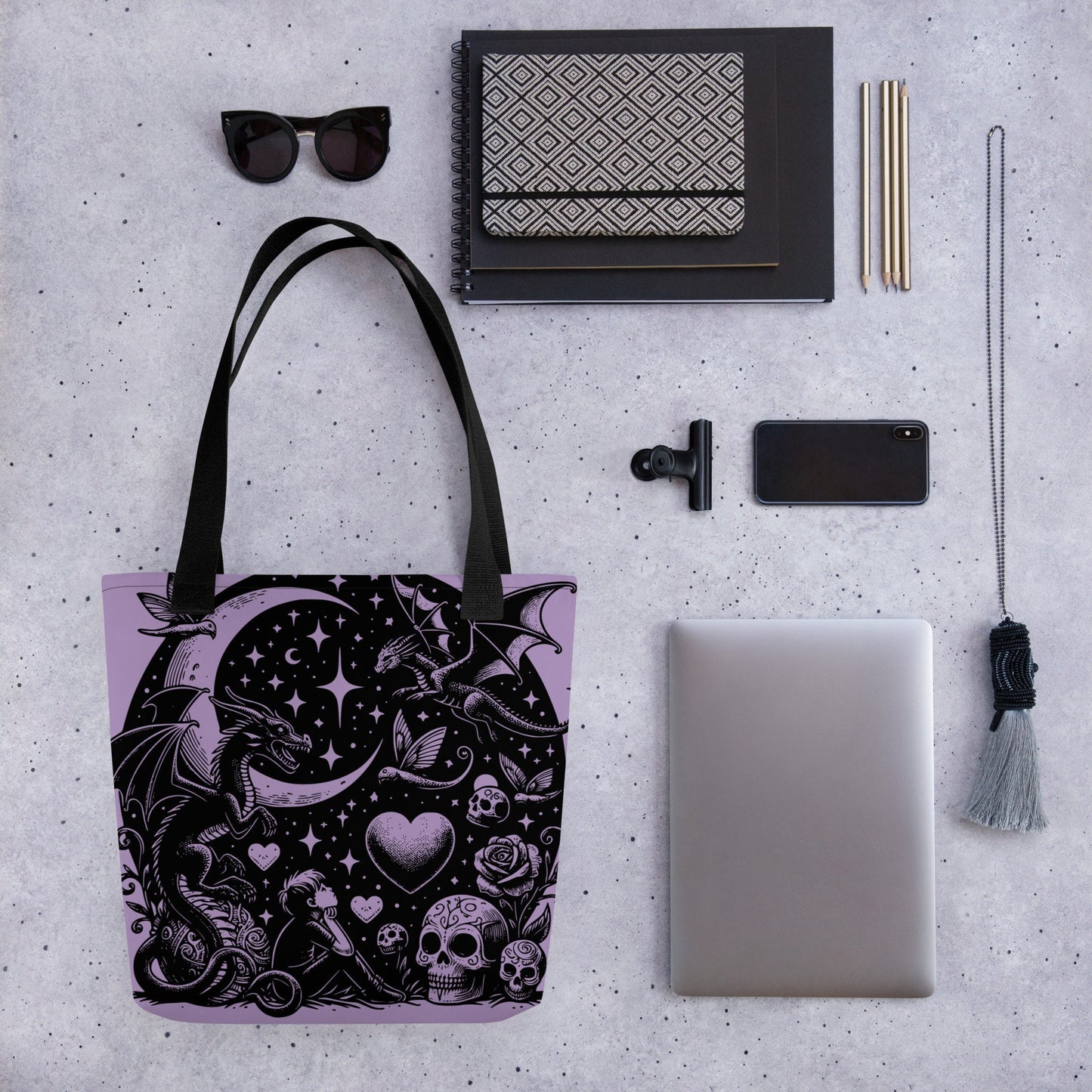 PURPLE Gothic Grunge Pastel Goth Moon Gazer Tote Bag, Ventcore Darkcore Weird Stuff Dark Aesthetic Tote Bag