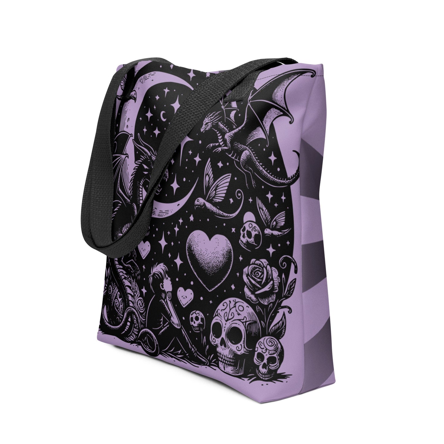 PURPLE Gothic Grunge Pastel Goth Moon Gazer Tote Bag, Ventcore Darkcore Weird Stuff Dark Aesthetic Tote Bag