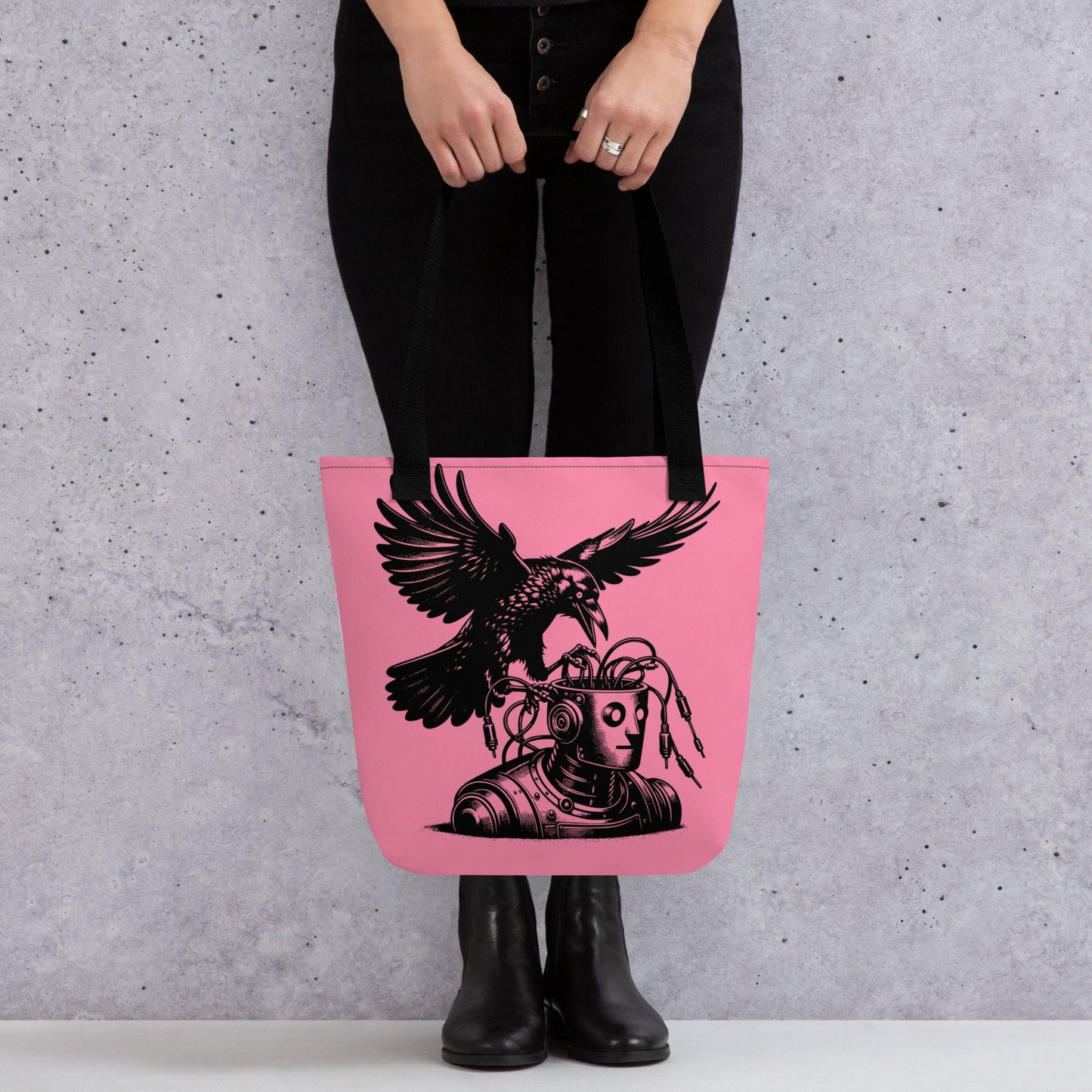 PINK Pastel Goth Grunge Punk Raven Rewire Robot Tote Bag Animal vs Tech Gothic DreamSage Tote Bag