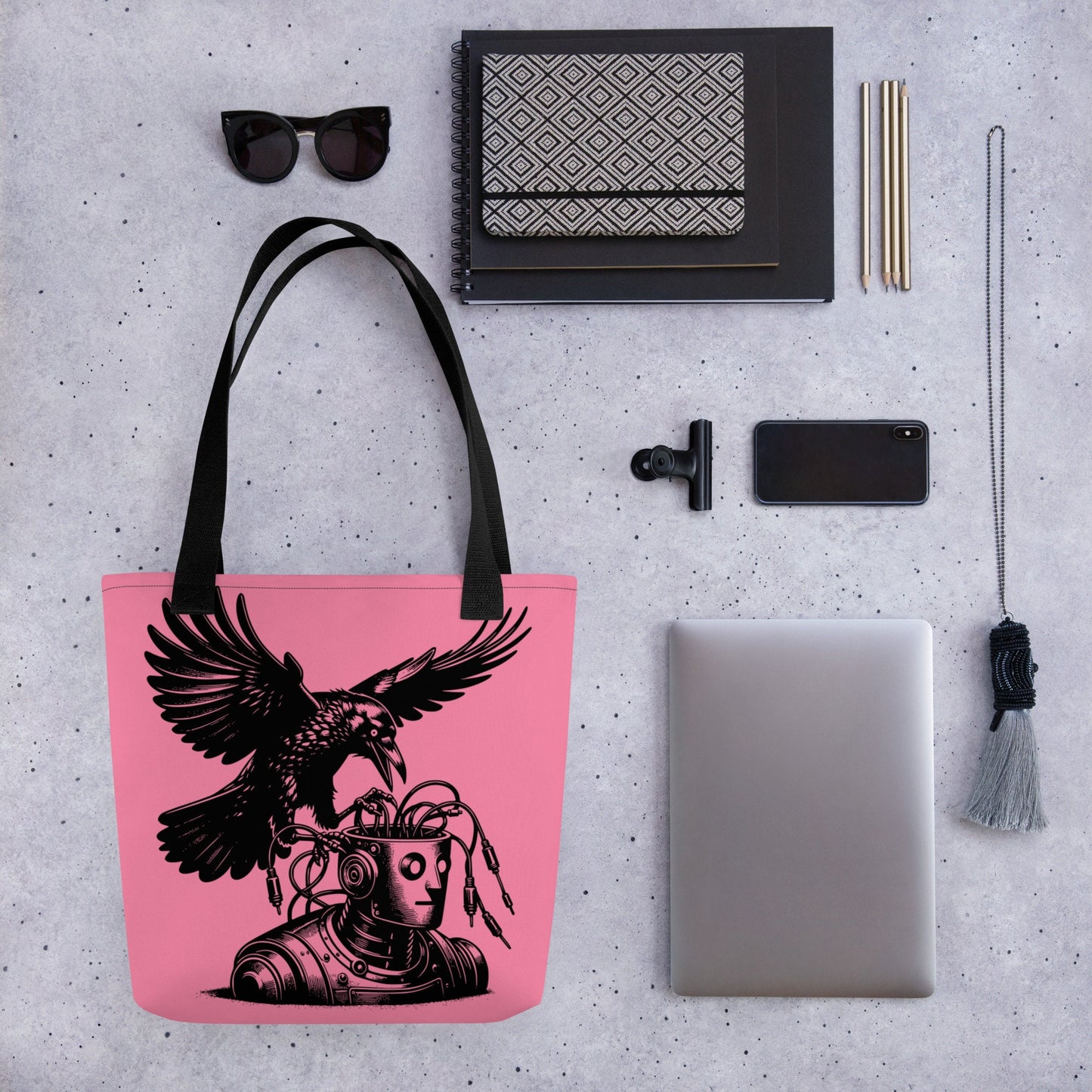 PINK Pastel Goth Grunge Punk Raven Rewire Robot Tote Bag Animal vs Tech Gothic DreamSage Tote Bag