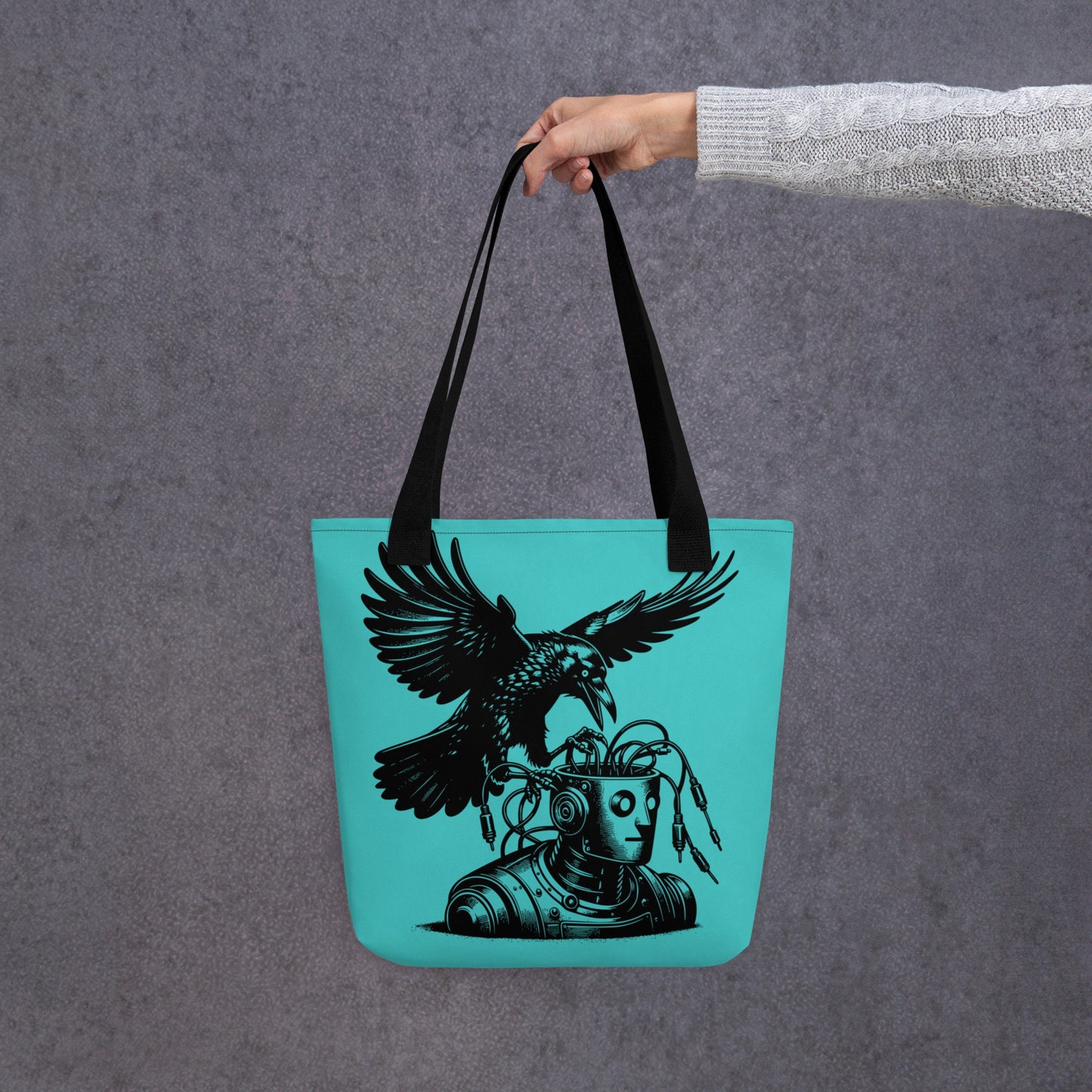 AQUA Pastel Goth Grunge Punk Raven Rewire Robot Tote Bag Animal vs Tech Gothic DreamSage Tote Bag
