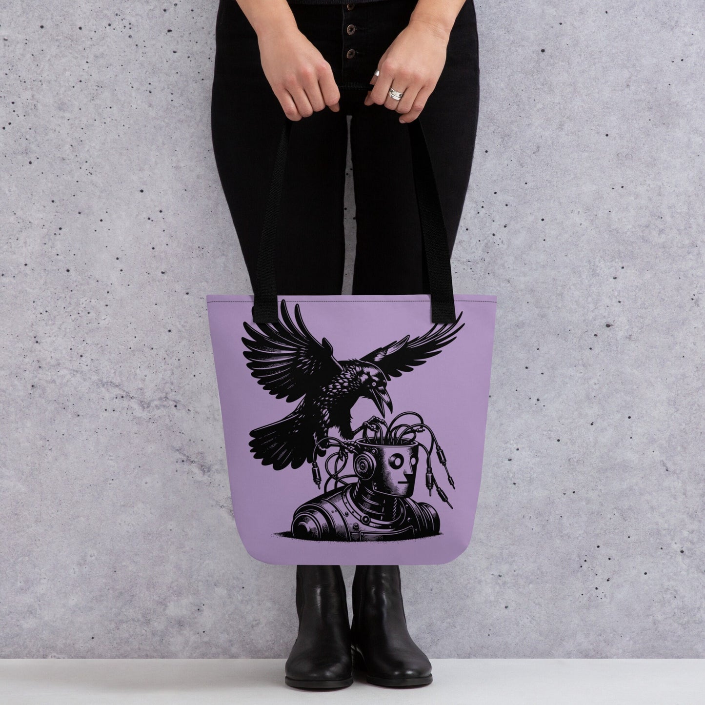PURPLE Pastel Goth Grunge Punk Raven Rewire Robot Tote Bag Animal vs Tech Gothic DreamSage Tote Bag