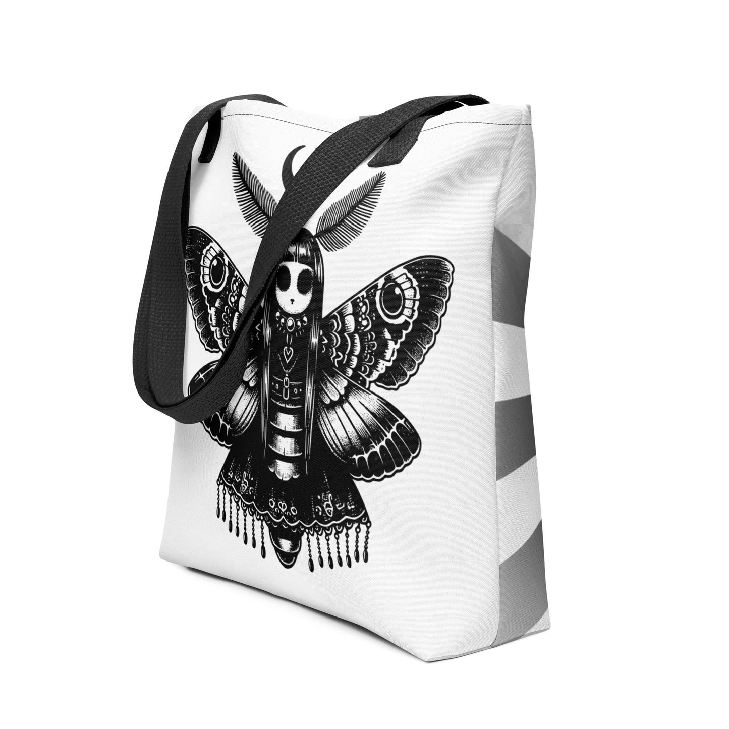 WHITE Gothic Grunge Pastel Goth Luna Moth Tote Bag, Dreamcore Ventcore Darkcore Weird Stuff Dark Aesthetic Tote Bag