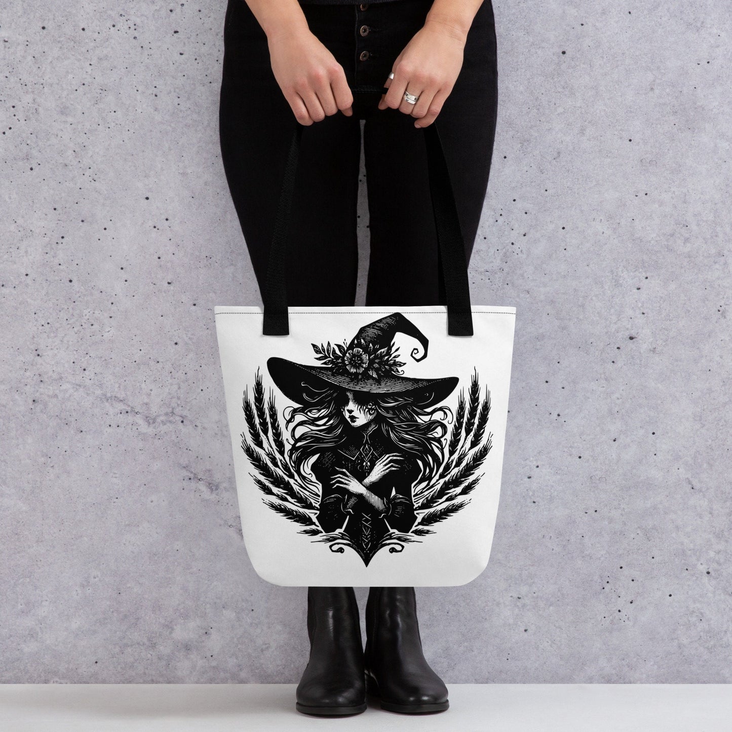 WHITE Gothic Grunge Pastel Goth Wheat Witch Tote Bag, Ventcore Darkcore Weird Stuff Dark Aesthetic Halloween Tote Bag