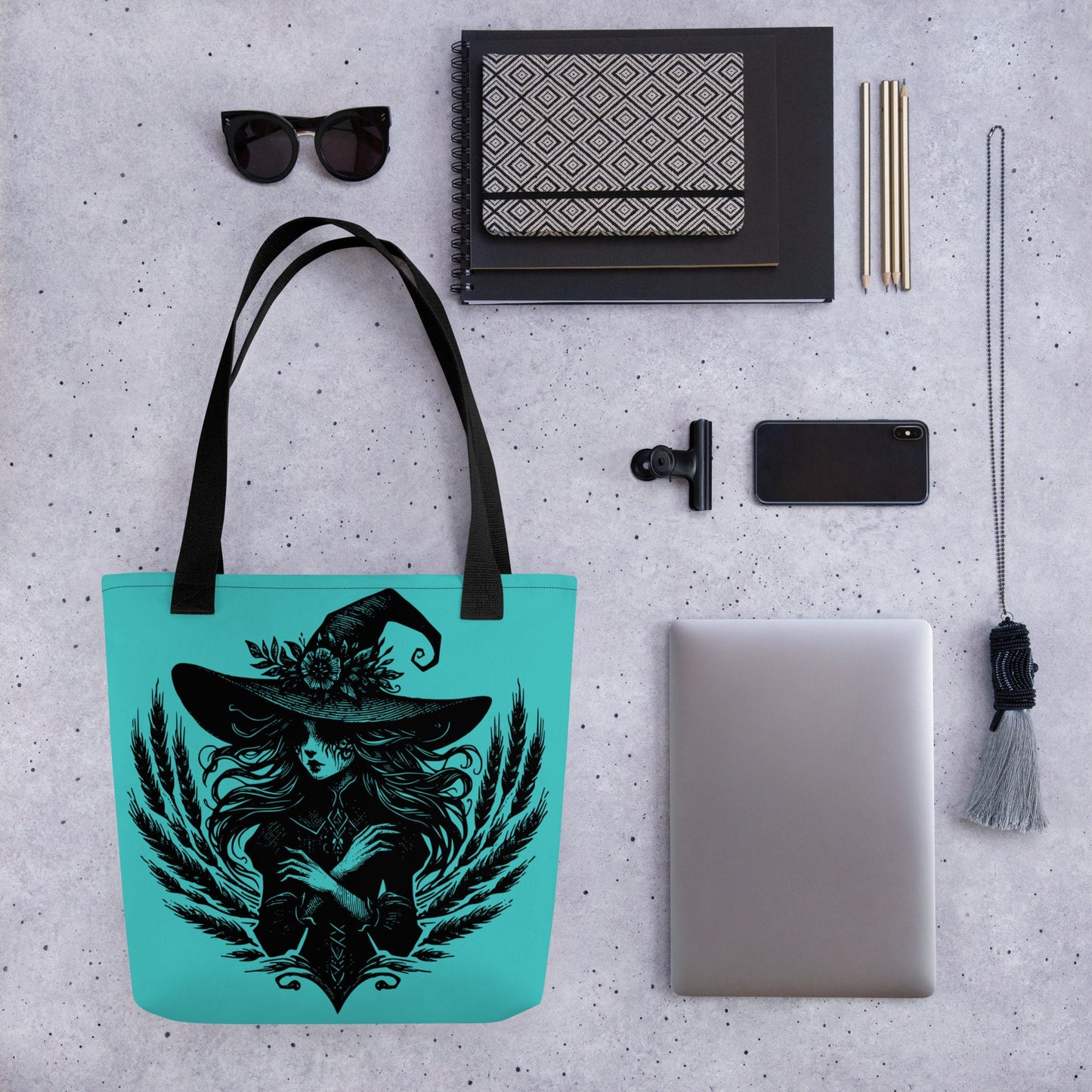 AQUA Gothic Grunge Pastel Goth Wheat Witch Tote Bag, Ventcore Darkcore Weird Stuff Dark Aesthetic Halloween Tote Bag