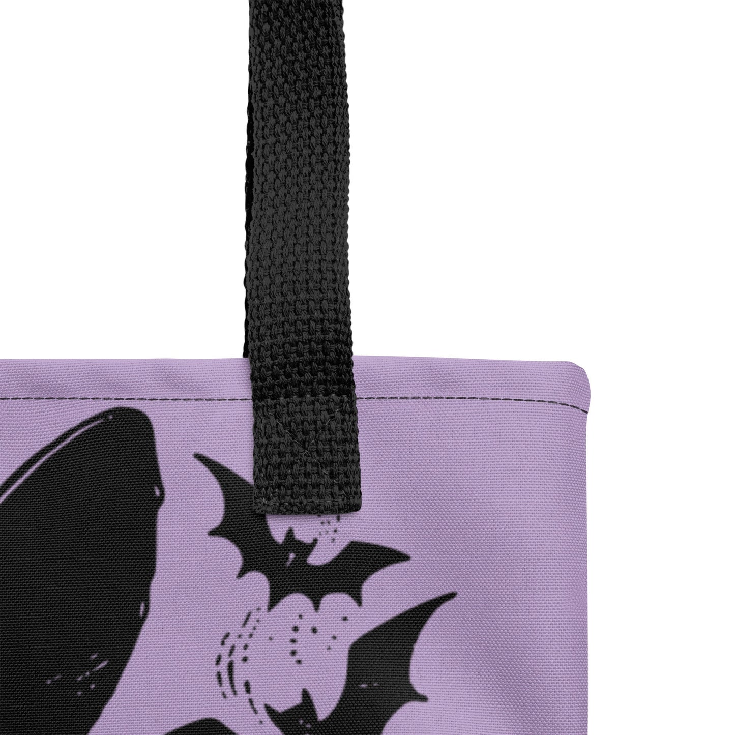 PURPLE Gothic Grunge Pastel Goth Bats & Witch Tote Bag, Ventcore Darkcore Weird Stuff Dark Aesthetic Halloween Tote Bag