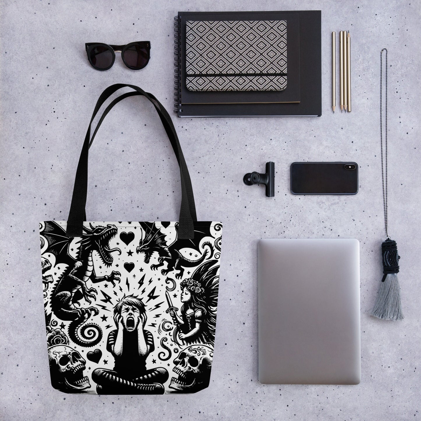 WHITE Gothic Grunge Pastel Goth Outcry Tote Bag, Dreamcore Ventcore Darkcore Weird Stuff Dark Aesthetic Tote Bag