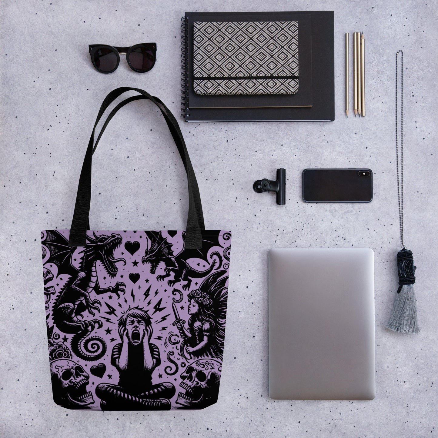 PURPLE Gothic Grunge Pastel Goth Outcry Tote Bag, Dreamcore Ventcore Darkcore Weird Stuff Dark Aesthetic Tote Bag