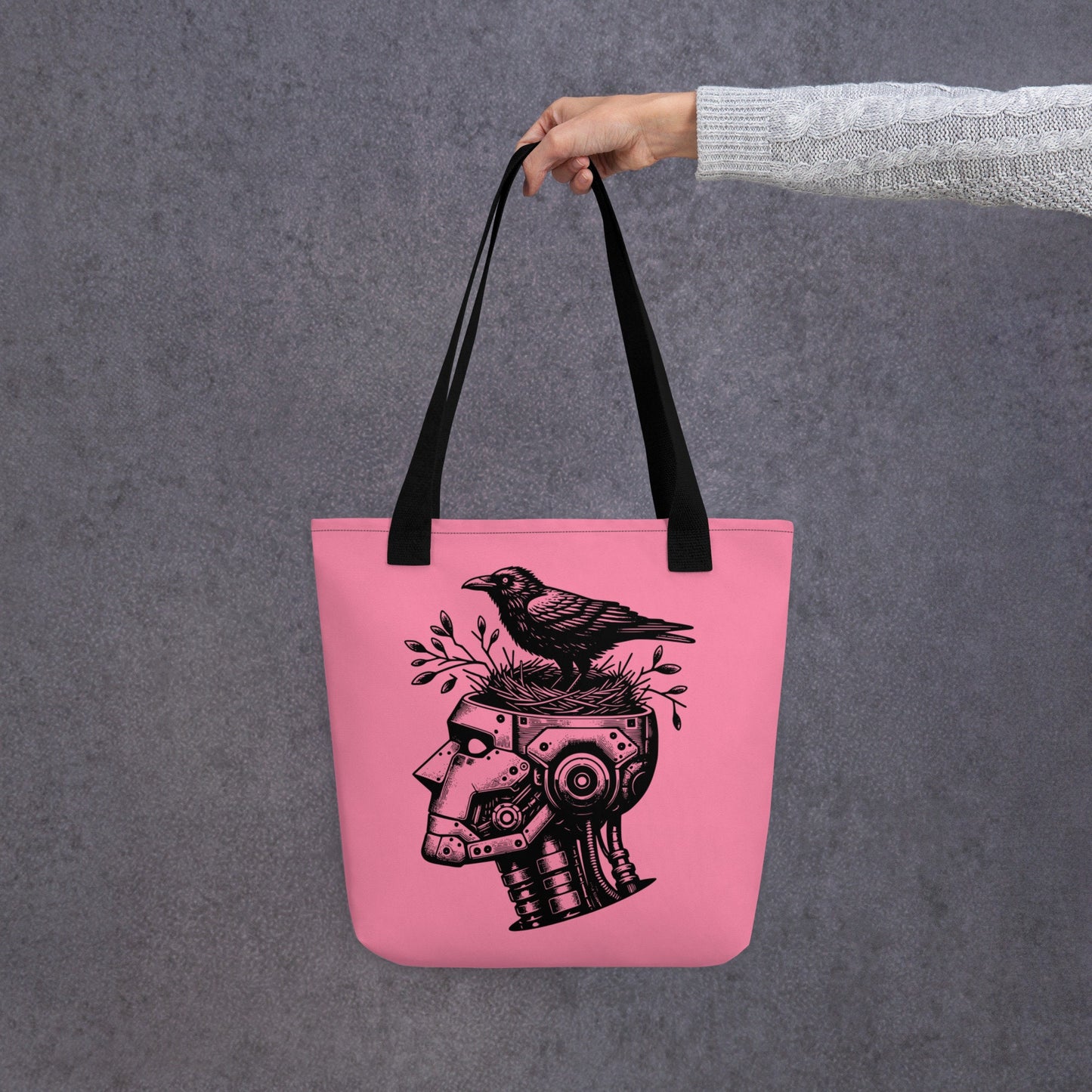 PINK Gothic Pastel Goth Grunge Punk Raven Nest in Robot Tote Bag CoExist DreamSage Tote Bag