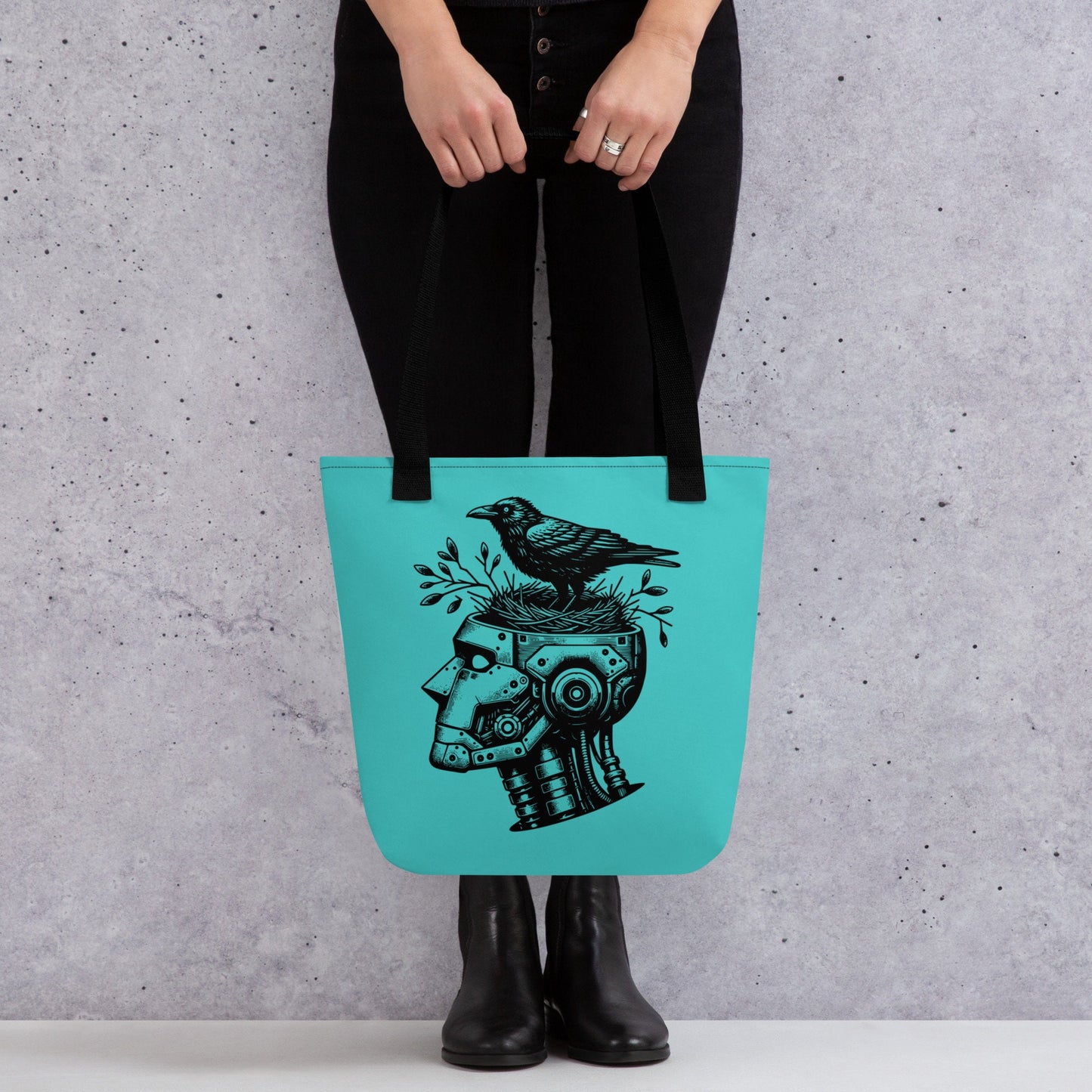AQUA Gothic Pastel Goth Grunge Punk Raven Nest in Robot Tote Bag CoExist DreamSage Tote Bag
