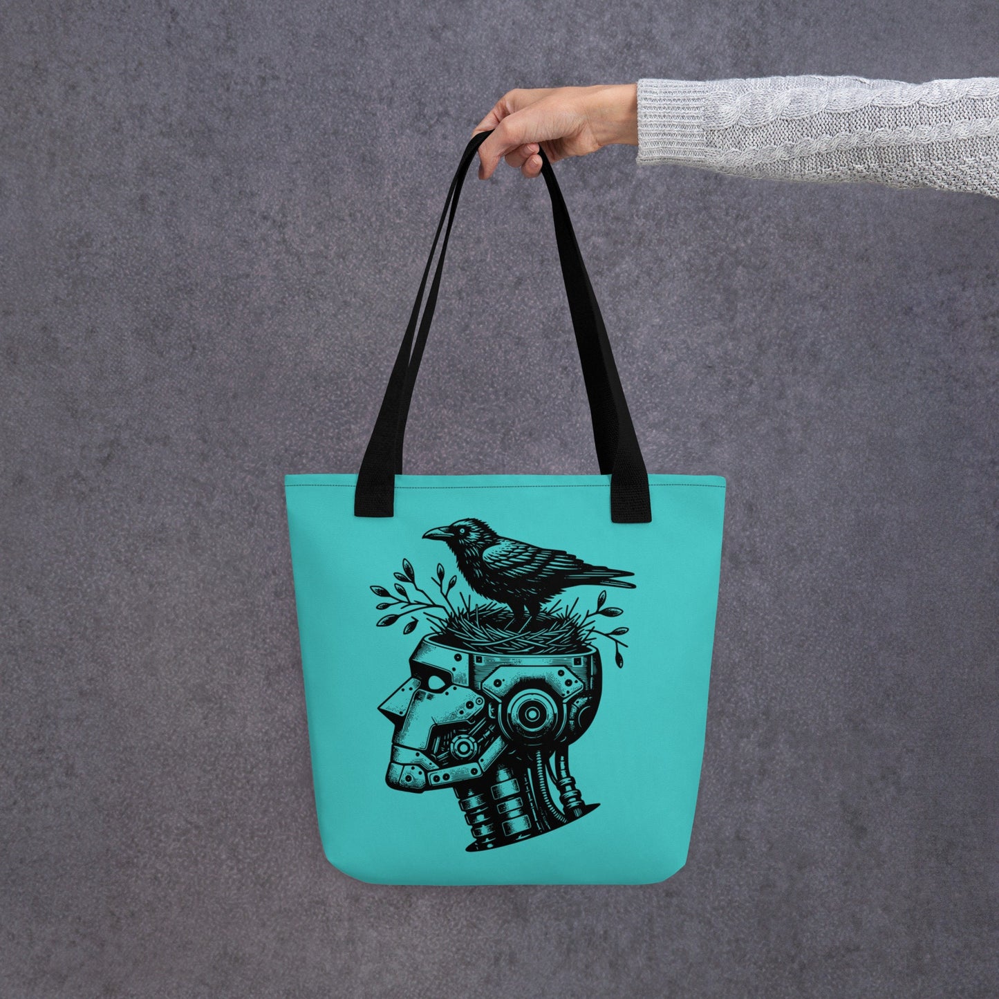 AQUA Gothic Pastel Goth Grunge Punk Raven Nest in Robot Tote Bag CoExist DreamSage Tote Bag