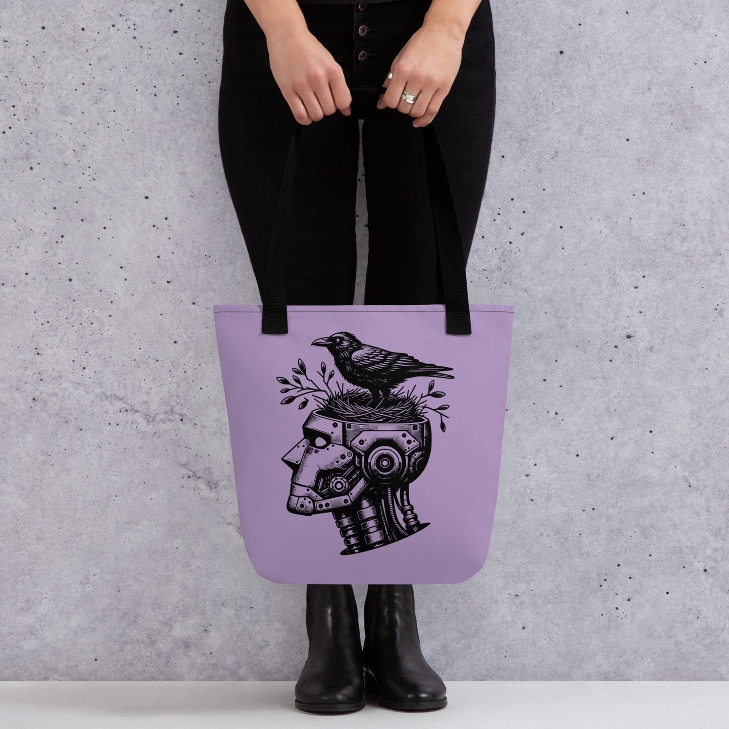 PURPLE Gothic Pastel Goth Grunge Punk Raven Nest in Robot Tote Bag CoExist DreamSage Tote Bag
