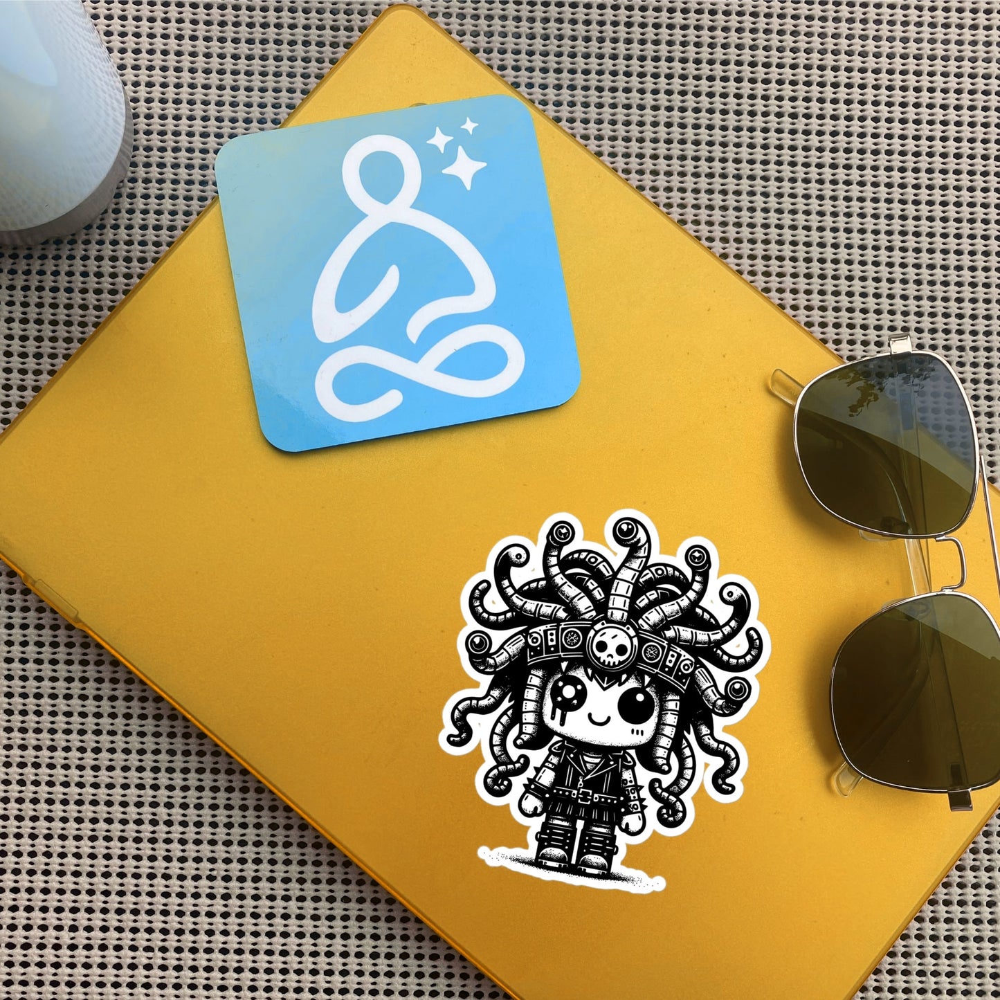 Cute Cyberpunk Cyborg Medusa Gothic Vinyl Waterproof Sticker, Dreamcore Darkcore Weirdcore Cryptid Sticker Weird Stuff Unique Gift