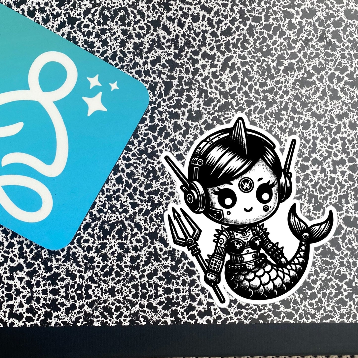 Cute Cyberpunk Cyborg Mermaid Gothic Vinyl Waterproof Sticker, Dreamcore Darkcore Weirdcore Cryptid Sticker Weird Stuff Unique Gift