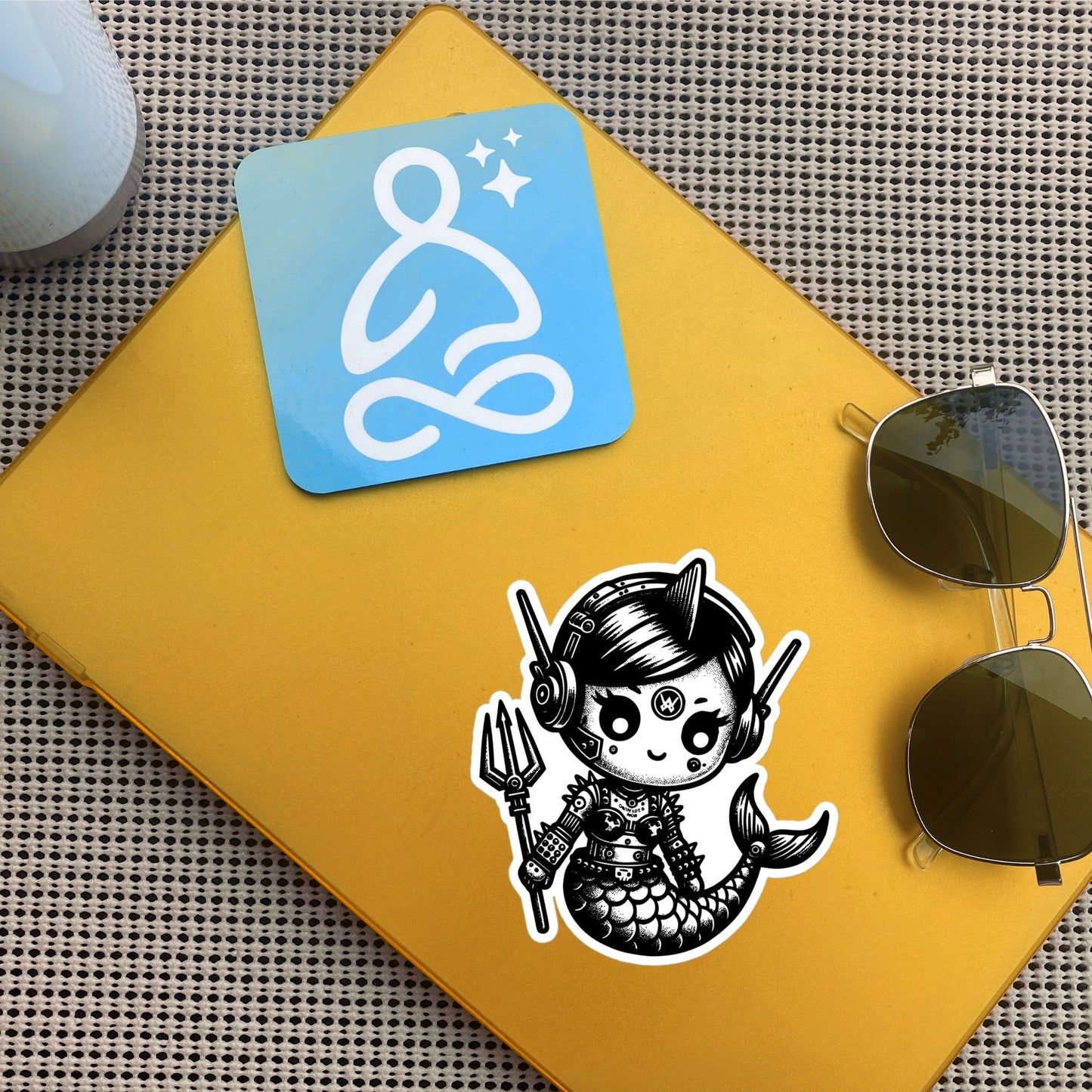 Cute Cyberpunk Cyborg Mermaid Gothic Vinyl Waterproof Sticker, Dreamcore Darkcore Weirdcore Cryptid Sticker Weird Stuff Unique Gift
