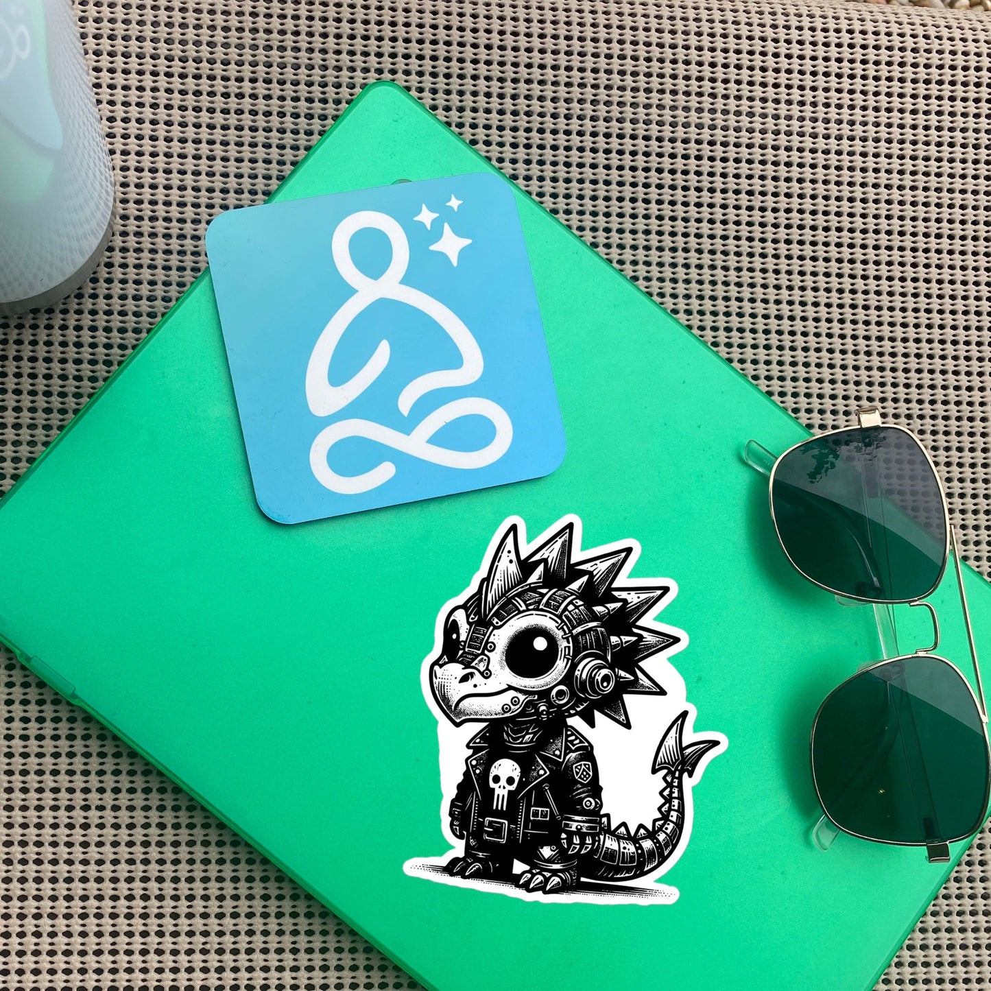 Cute Cyberpunk Cyborg Dragon Gothic Vinyl Waterproof Sticker, Dreamcore Darkcore Weirdcore Cryptid Sticker Weird Stuff Unique Gift