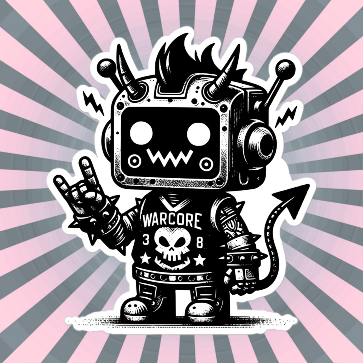 Cute Cyberpunk Cyborg Jersey Devil Gothic Vinyl Waterproof Sticker, Dreamcore Darkcore Weirdcore Cryptid Sticker Weird Stuff Unique Gift