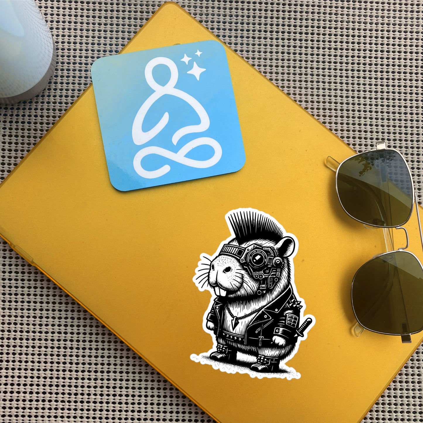 Gothic Grunge Punkrock Cyborg Capybara Sticker Vinyl Waterproof Cyberpunk Animal Sticker for Tumblers, Car Bumpers, Books and Crafts