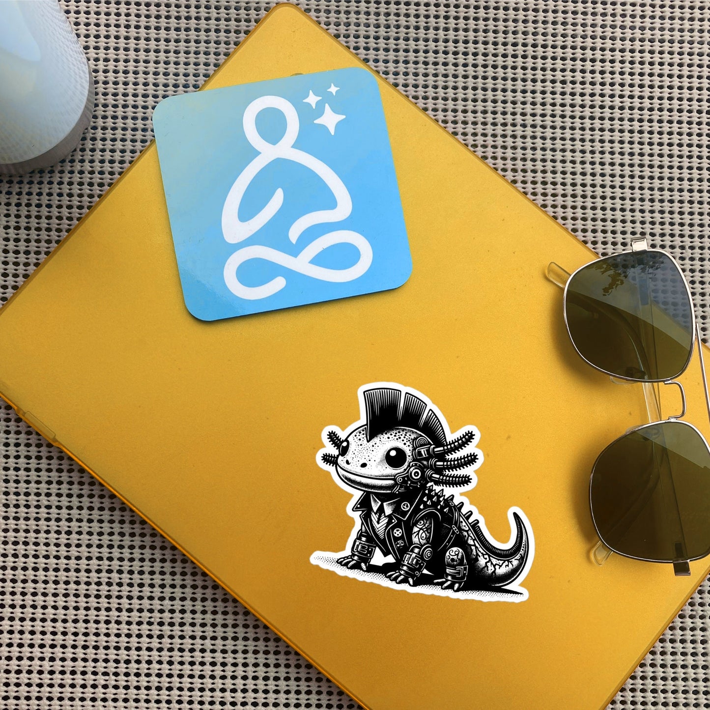 Gothic Grunge Punkrock Cyborg Axolotl Sticker Vinyl Waterproof Cyberpunk Animal Sticker for Tumblers, Car Bumpers, Books and Crafts