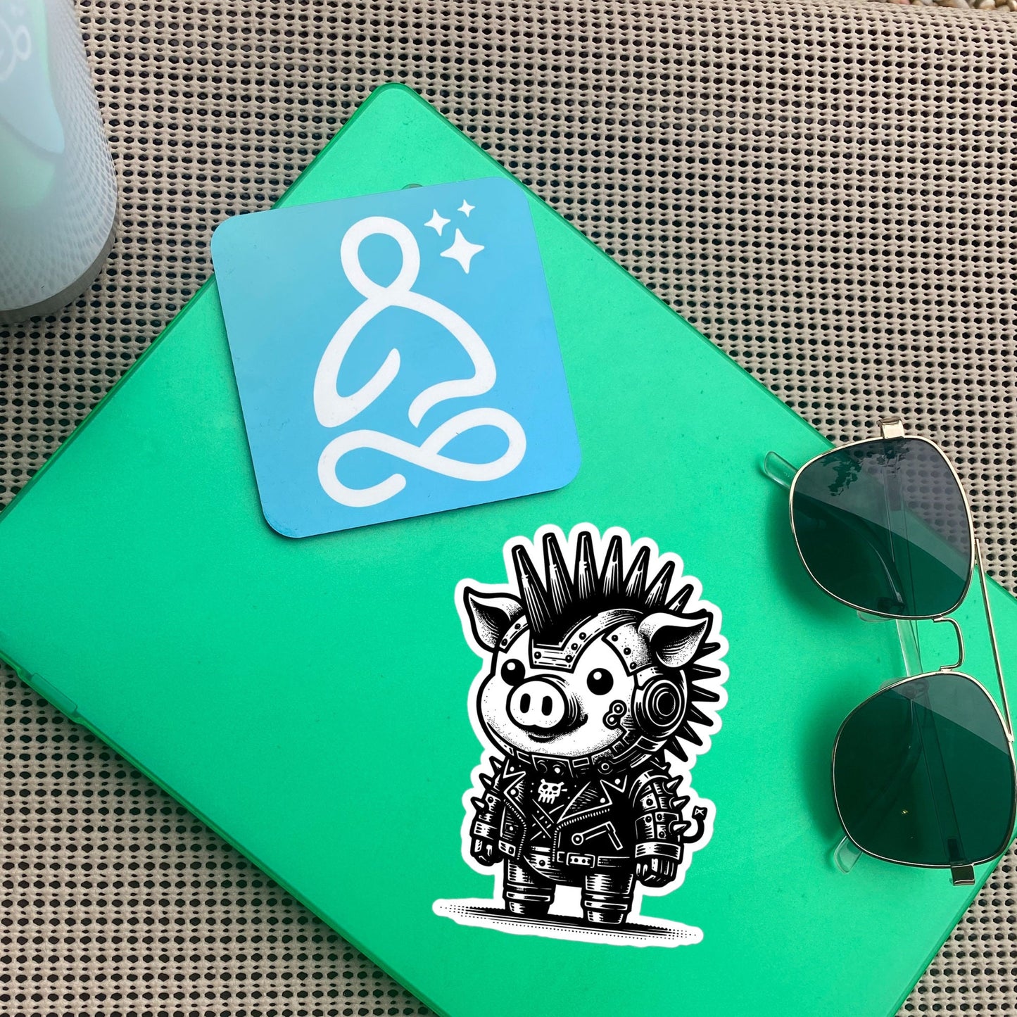 Gothic Grunge Punkrock Cyborg Pig Sticker Vinyl Waterproof Cyberpunk Animal Sticker for Tumblers, Car Bumpers, Books and Crafts