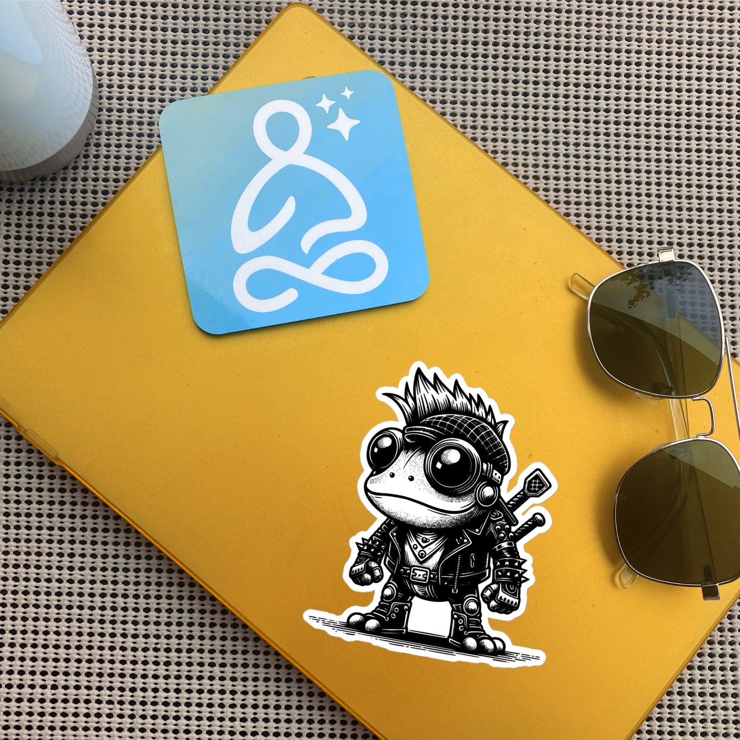 Gothic Grunge Punkrock Cyborg Frog Sticker Vinyl Waterproof Cyberpunk Animal Sticker for Tumblers, Car Bumpers, Books and Crafts