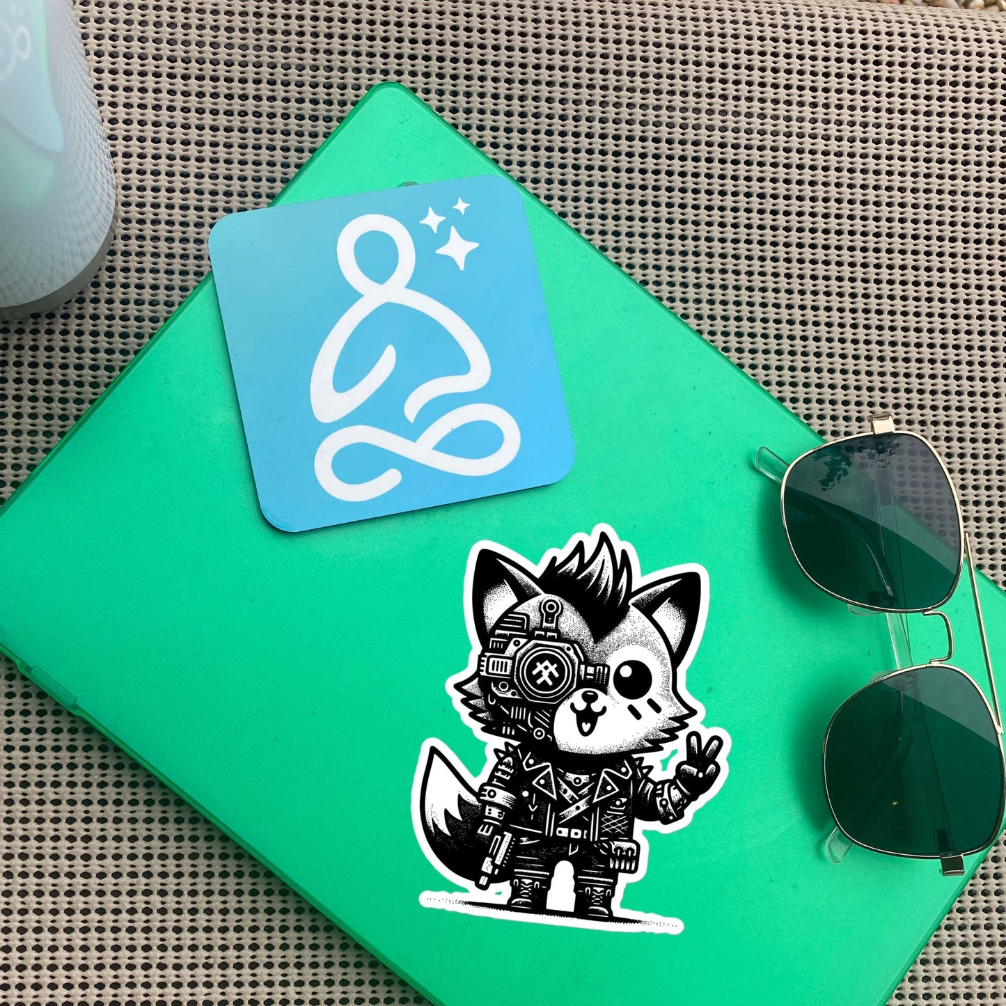Gothic Grunge Punkrock Cyborg Fox Sticker Vinyl Waterproof Cyberpunk Animal Sticker for Tumblers, Car Bumpers, Books and Crafts