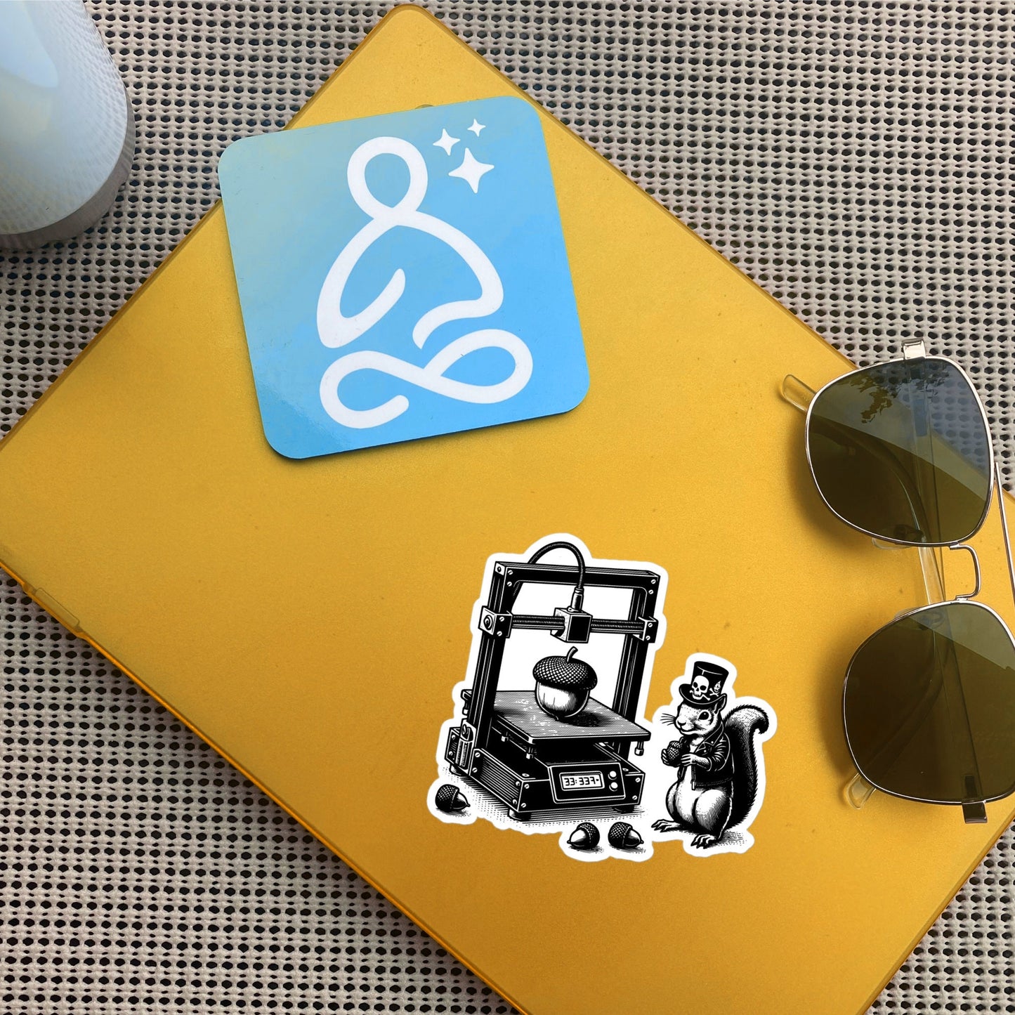 Cyber Goth Punk Squirrel 3D Printing Acorn Sticker, Weirdcore Animal Vinyl Waterproof Weird Sticker for Tumblers, Bumpers, Books & Crafts
