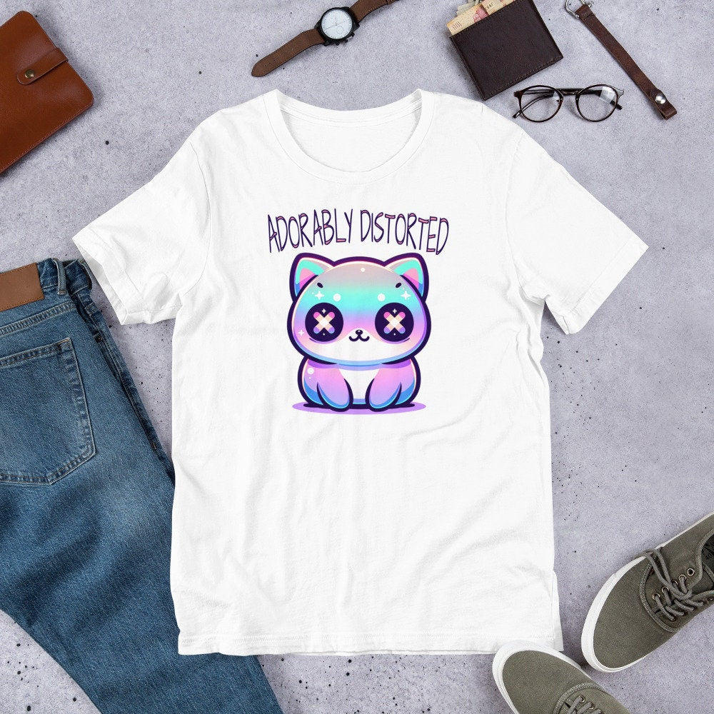 Weirdcore Pastel Goth Grunge Cute Kitty Cat Shirt Adorably Distorted T-Shirt Weird Stuff Oddcore Tee