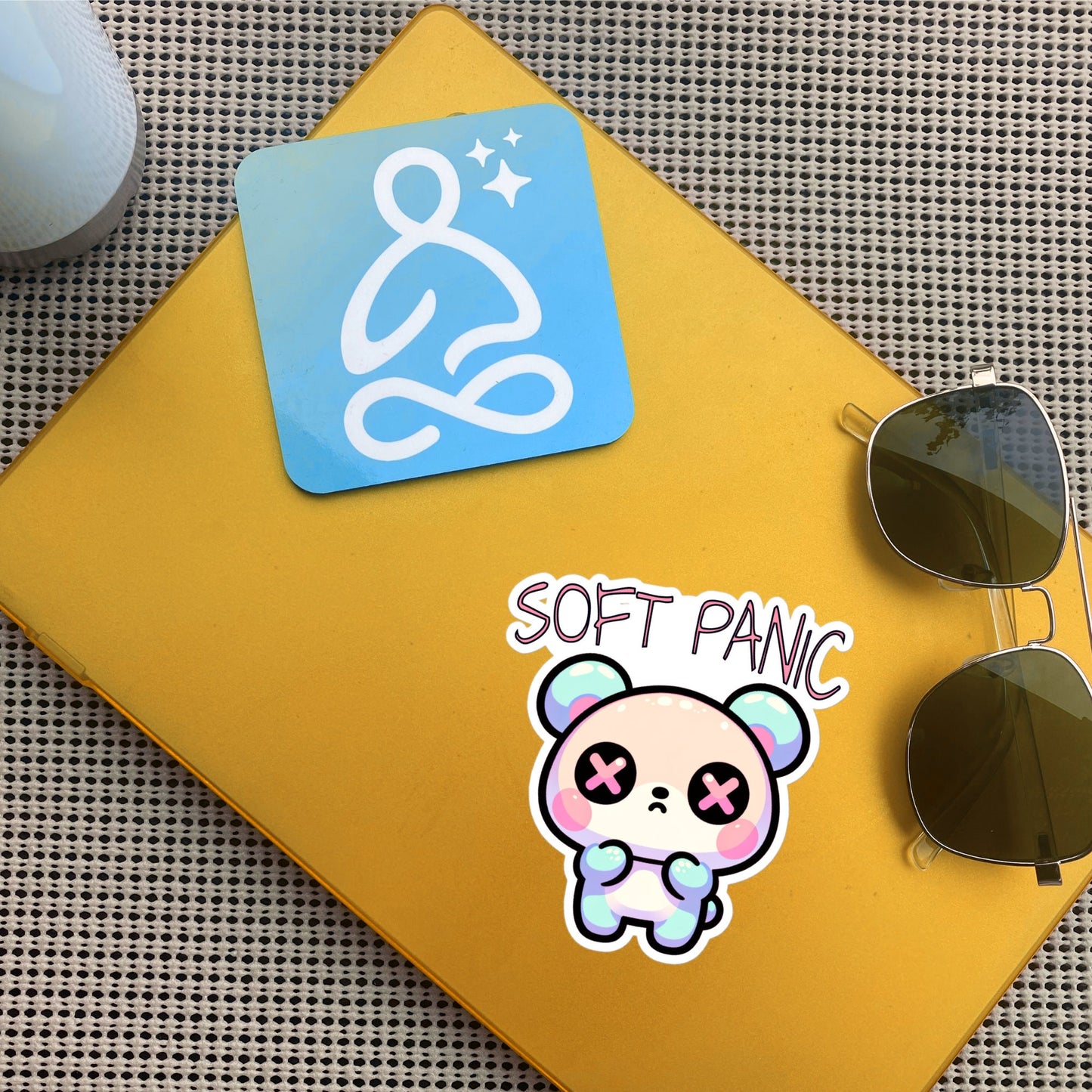 Weirdcore Pastel Goth Grunge Cute Anxious Bear Sticker Soft Panic Vinyl Waterproof Sticker Weird Stuff Oddcore Gift