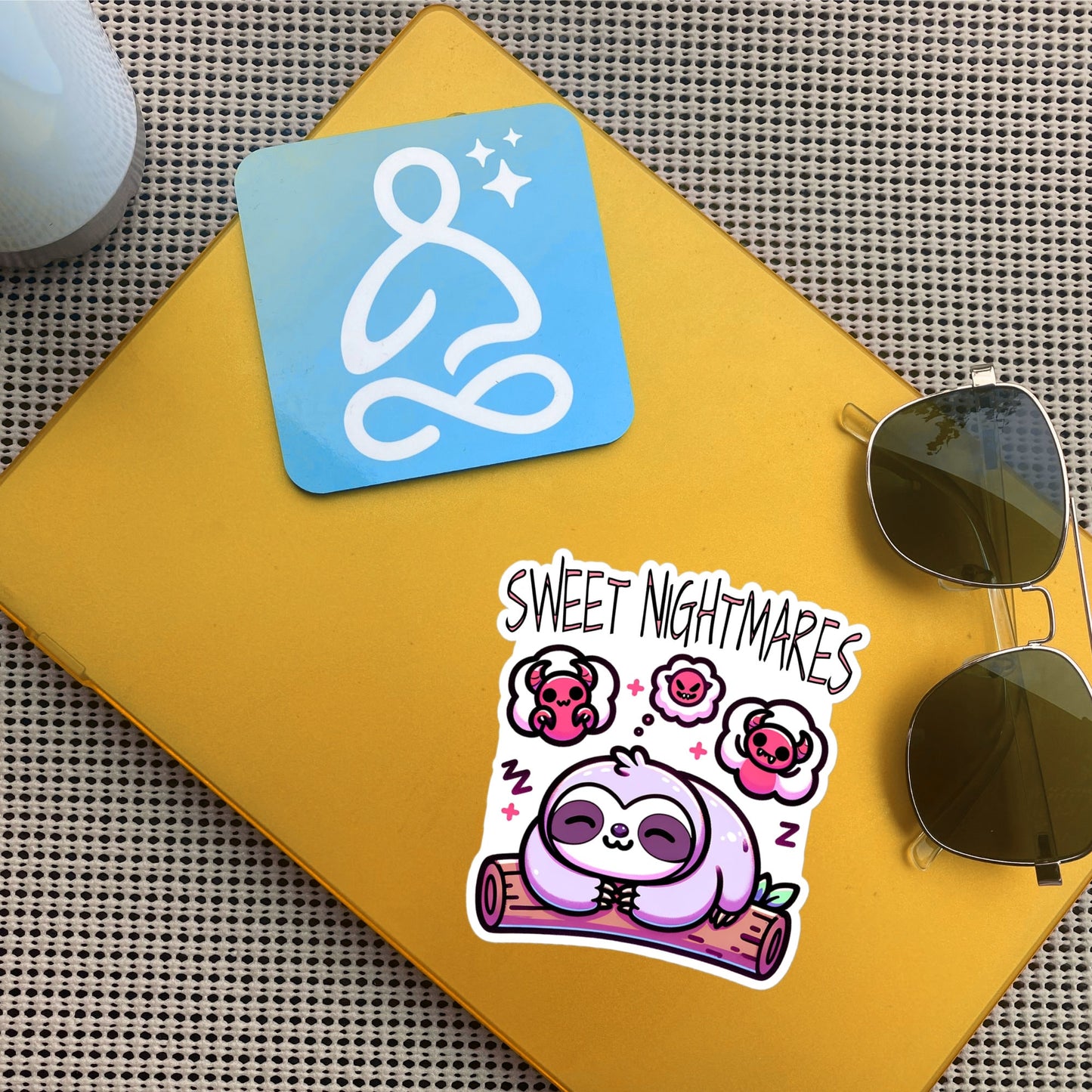 Weirdcore Pastel Goth Grunge Cute Sloth Sticker Sweet Nightmares Vinyl Waterproof Sticker Weird Stuff Oddcore Gift