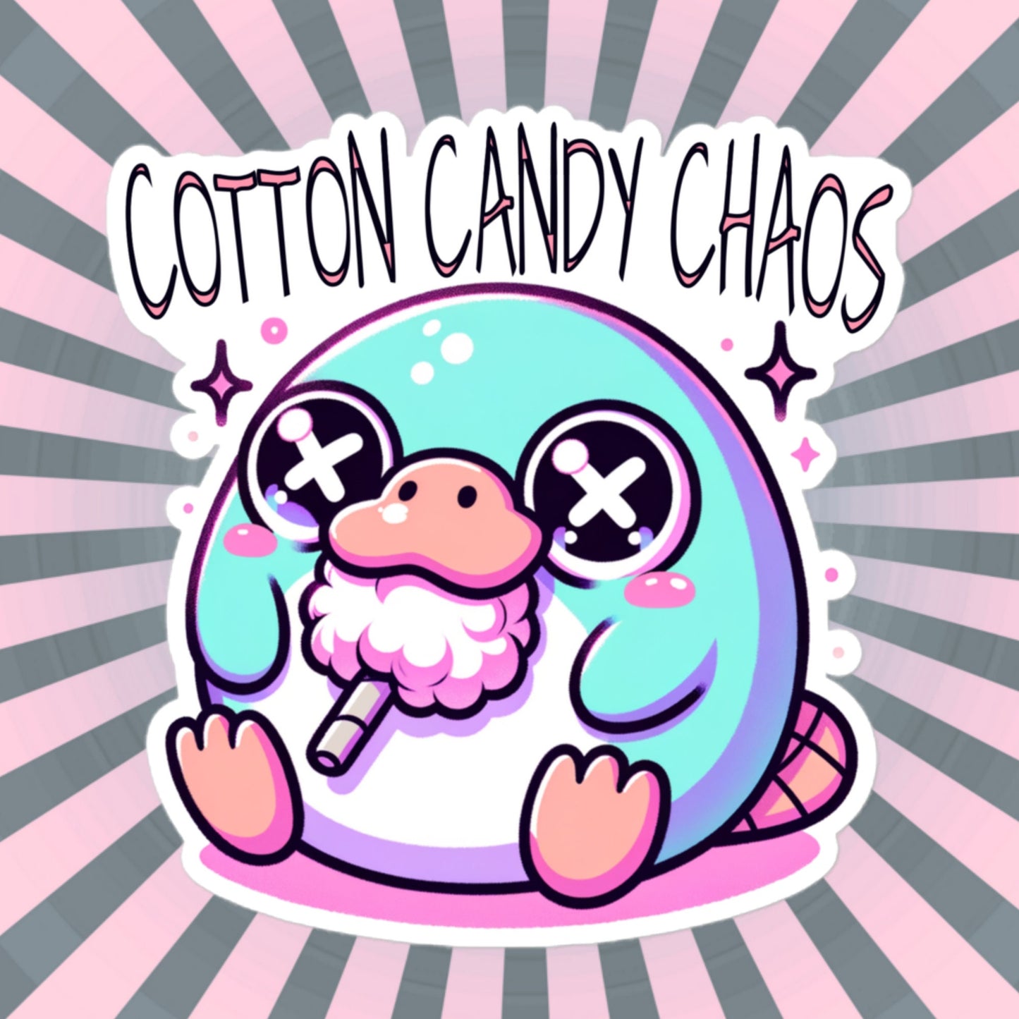 Weirdcore Pastel Goth Grunge Cute Platypus Sticker Cotton Candy Chaos Vinyl Waterproof Sticker Weird Stuff Oddcore Gift