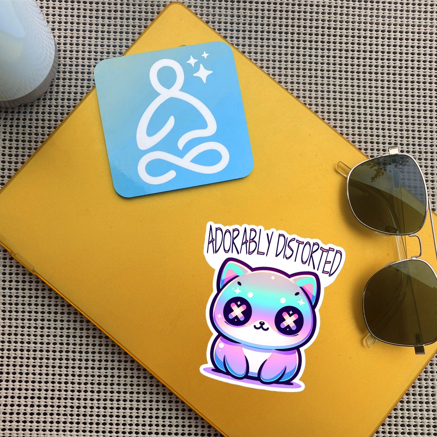 Weirdcore Pastel Goth Grunge Cute Trippy Cat Sticker Adorably Distorted Vinyl Waterproof Sticker Weird Stuff Oddcore Gift