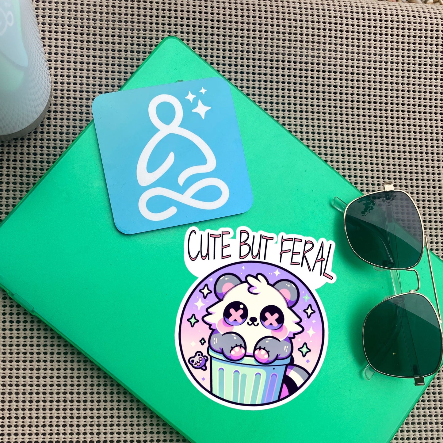 Weirdcore Pastel Goth Grunge Cute Raccoon Sticker Cute But Feral Vinyl Waterproof Sticker Weird Stuff Oddcore Gift
