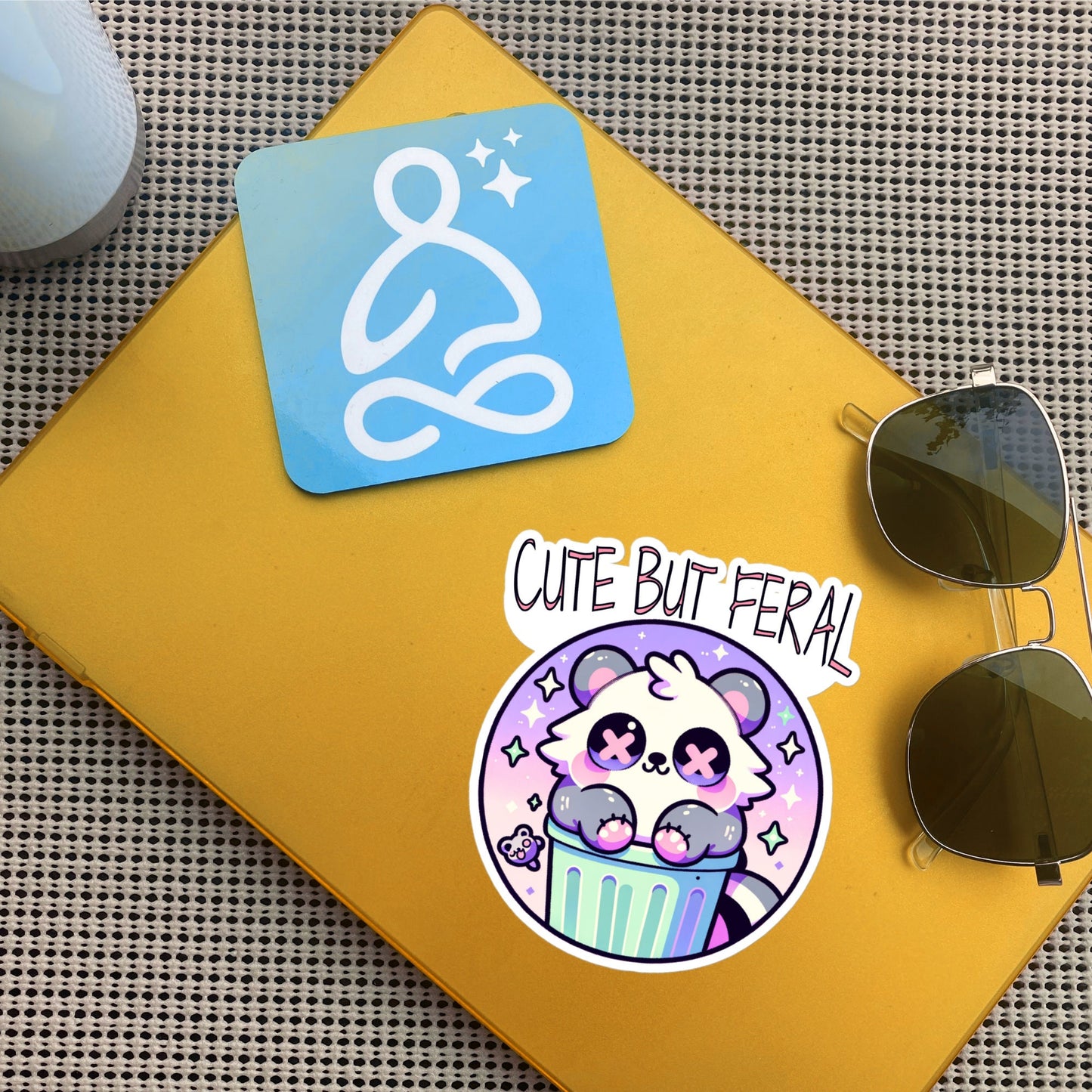 Weirdcore Pastel Goth Grunge Cute Raccoon Sticker Cute But Feral Vinyl Waterproof Sticker Weird Stuff Oddcore Gift