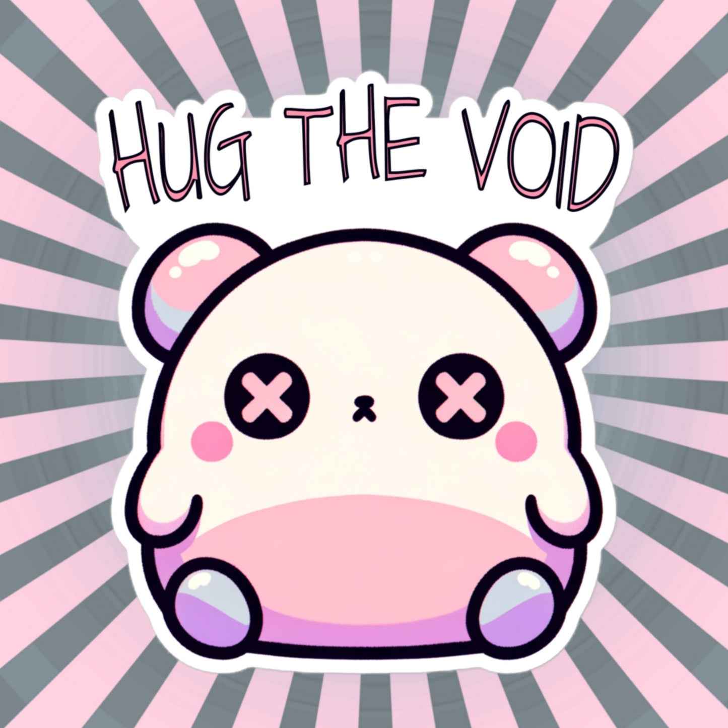 Weirdcore Pastel Goth Grunge Cute Chubby Bear Sticker Hug The Void Vinyl Waterproof Sticker Weird Stuff Oddcore Gift