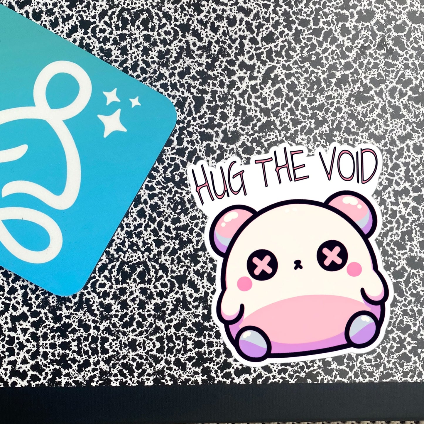 Weirdcore Pastel Goth Grunge Cute Chubby Bear Sticker Hug The Void Vinyl Waterproof Sticker Weird Stuff Oddcore Gift