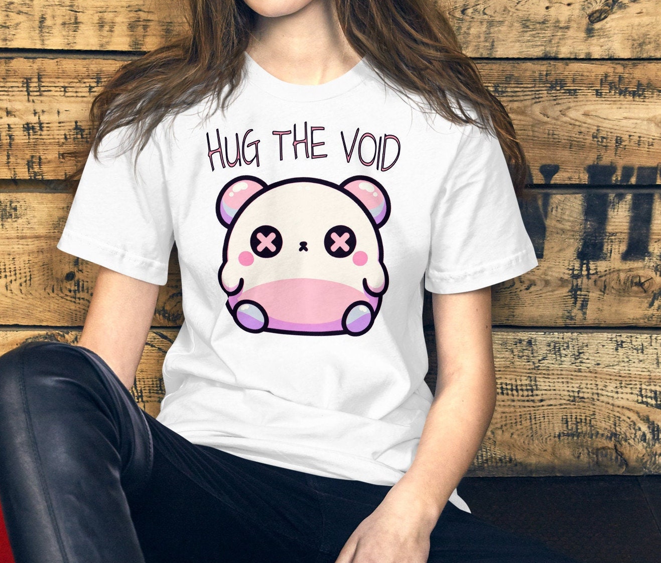 Weirdcore Pastel Goth Grunge Cute Bear Shirt Hug The Void T-Shirt Weird Stuff Oddcore Tee