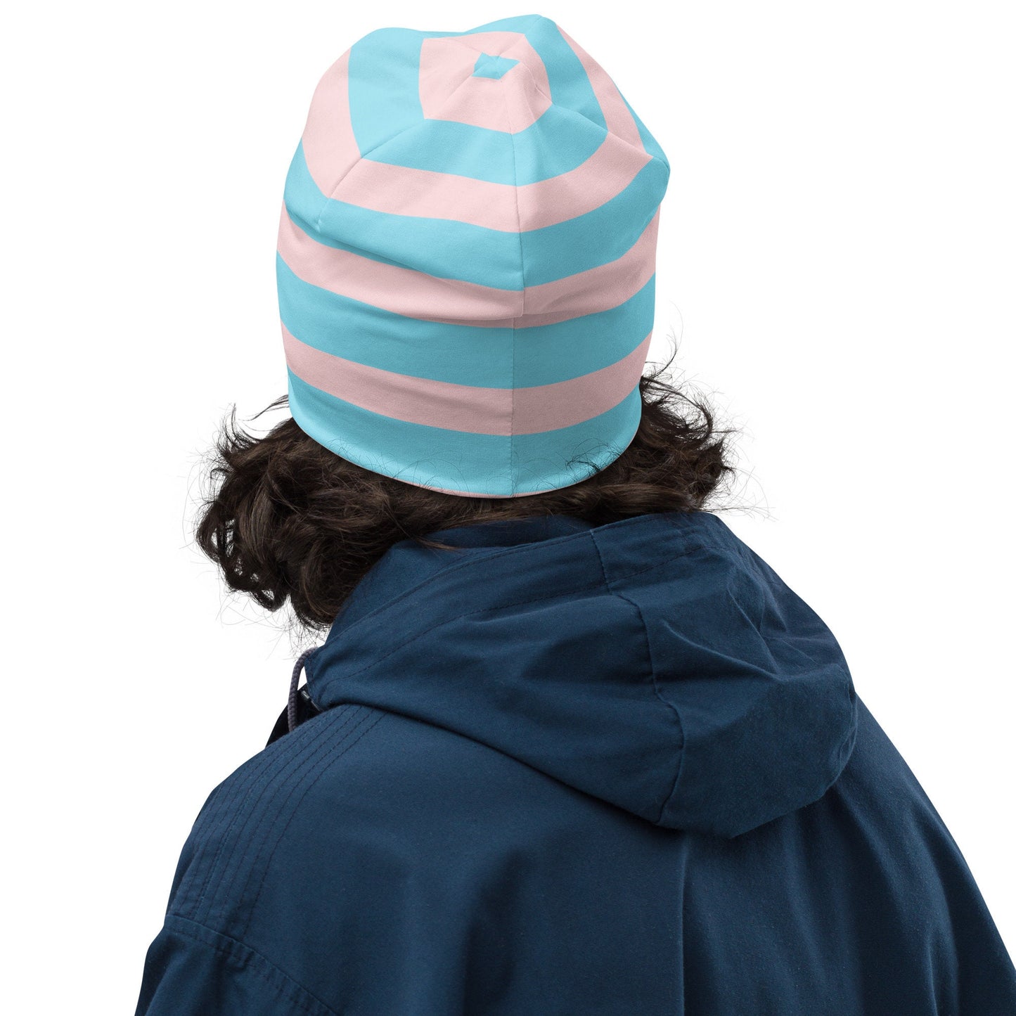 Weirdcore Pastel Goth Grunge Raccoon & Opossum Striped Beanie, Whimsical Wasteland Oddcore Beanie Hat