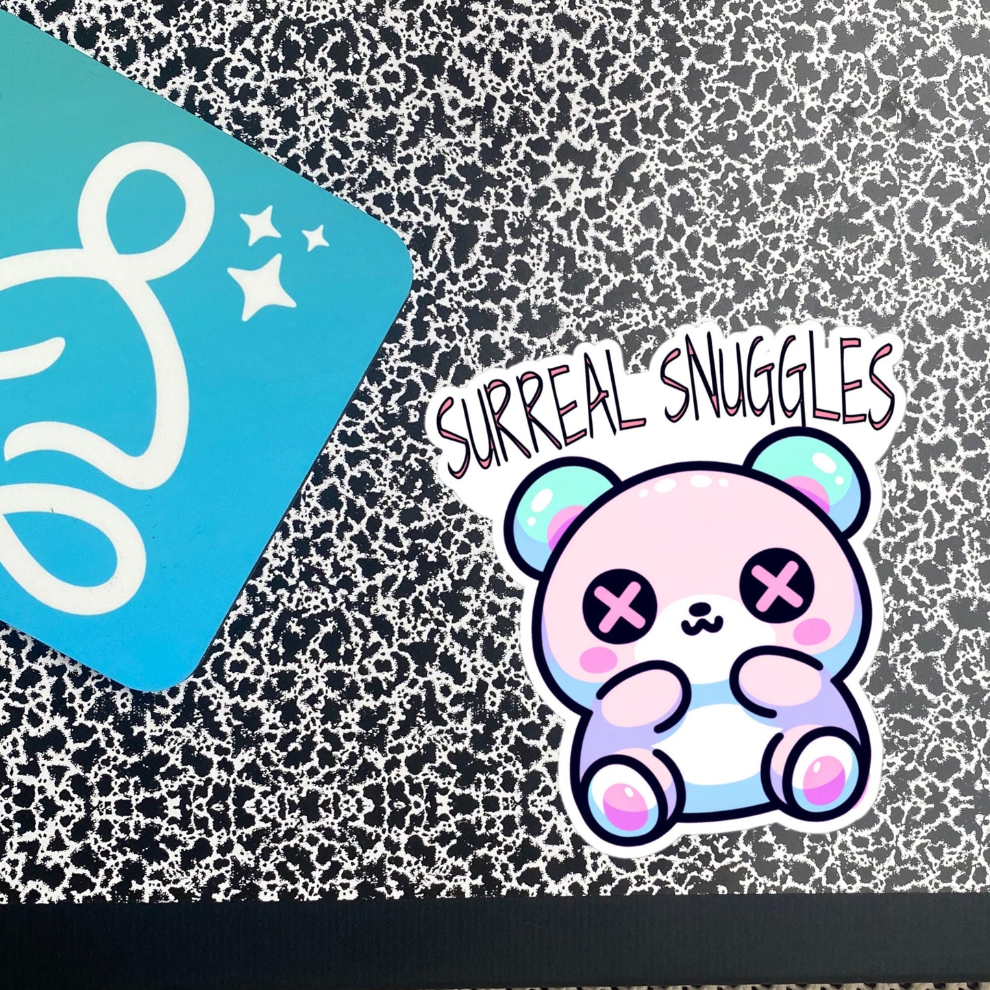 Weirdcore Pastel Goth Grunge Cute Trippy Bear Sticker Surreal Snuggles Vinyl Waterproof Sticker Weird Stuff Oddcore Gift