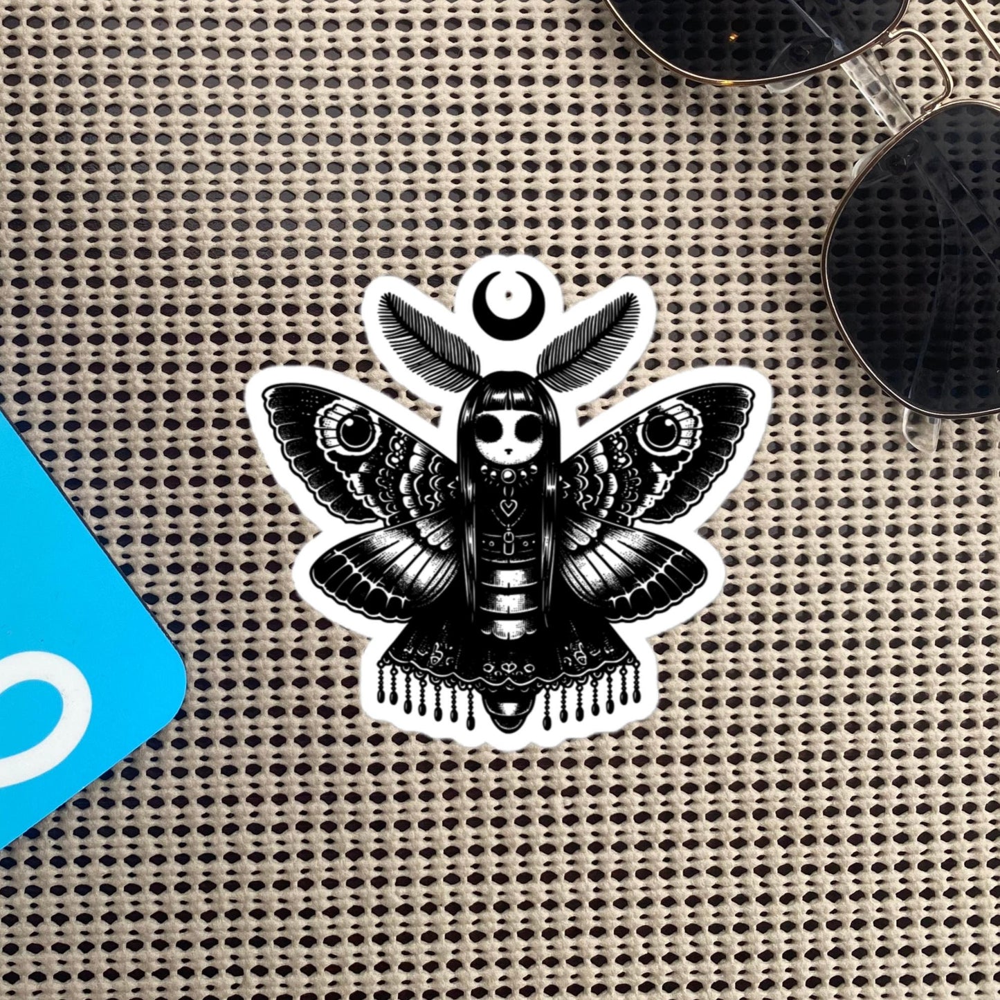Gothic Luna Moth Sticker, Weirdcore WhimsiGoth Luna Moth Sticker, Weird Stuff, Original Design, Gift