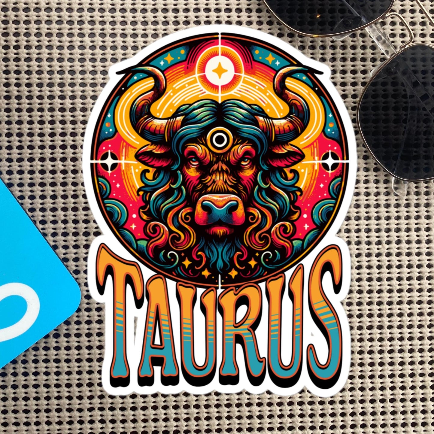 Taurus Flash Sticker, Zodiac Sign Sticker, Horoscope Custom Taurus Sticker, Multiple Sizes, Unique Gift