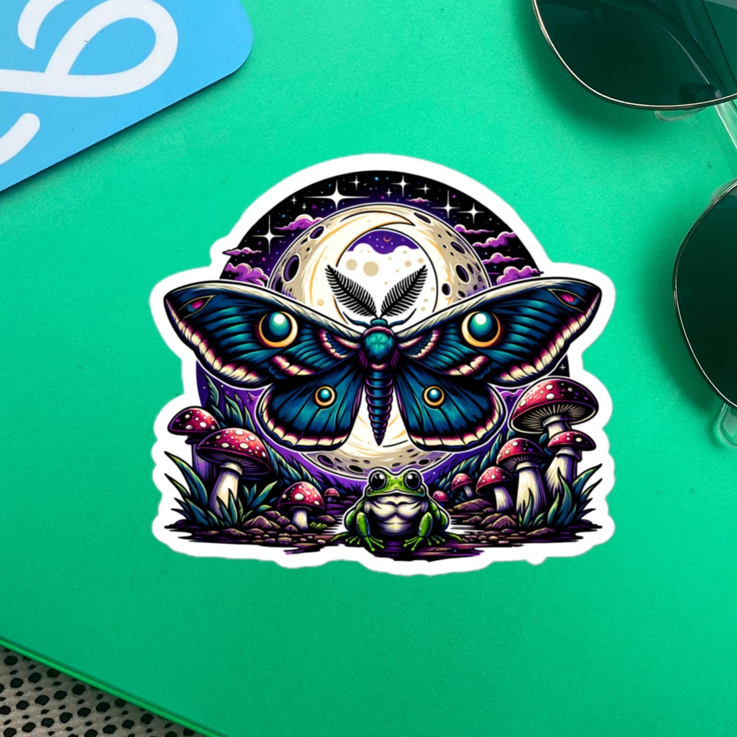 Dark Aesthetic Pastel Goth Luna Moth Mushroom WhimsiGoth Sticker Original Art Weird Stuff Unique Gift