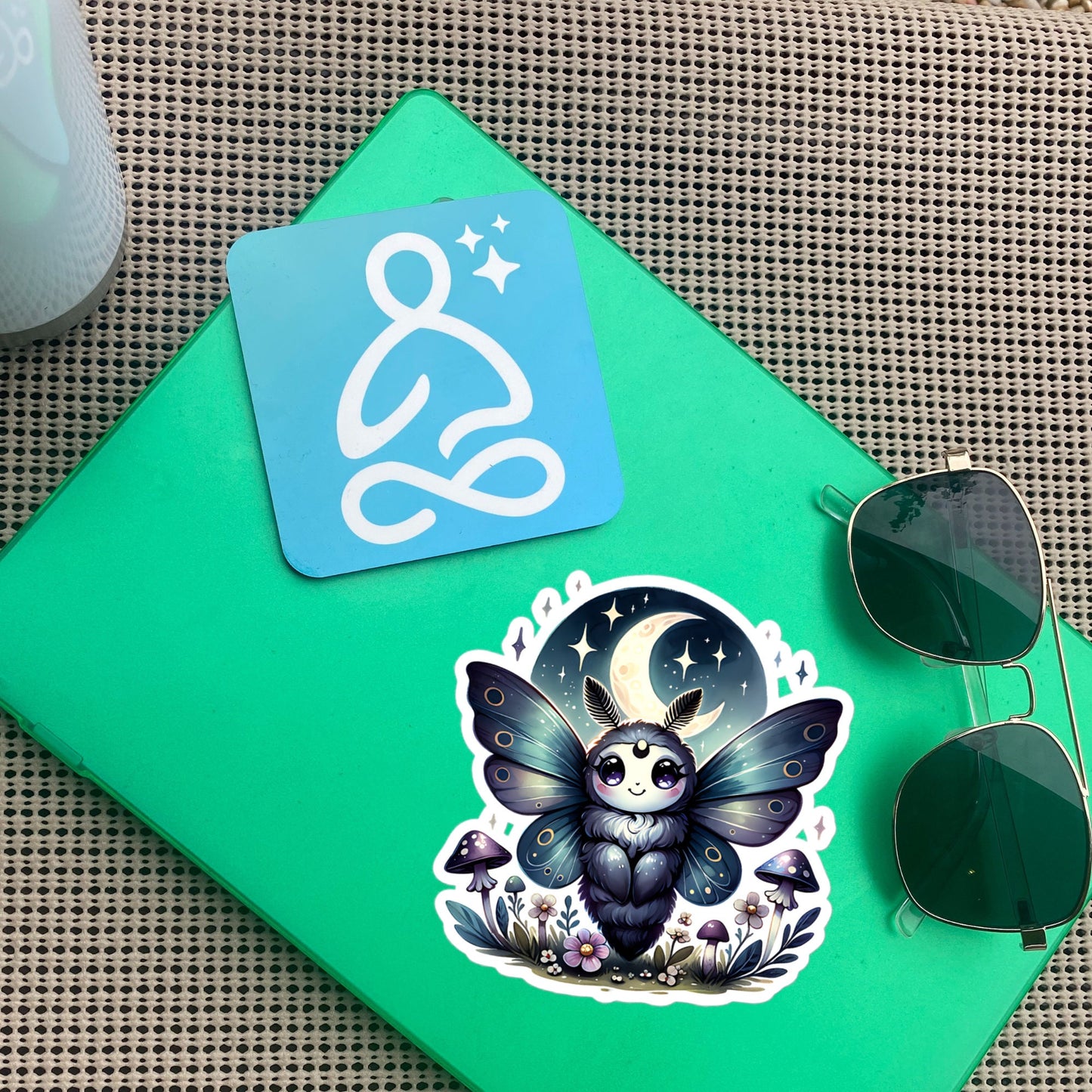 Cute Pastel Goth Chubby Luna Moth Sticker, Weirdcore Whimsigoth Original Art Vinyl Sticker