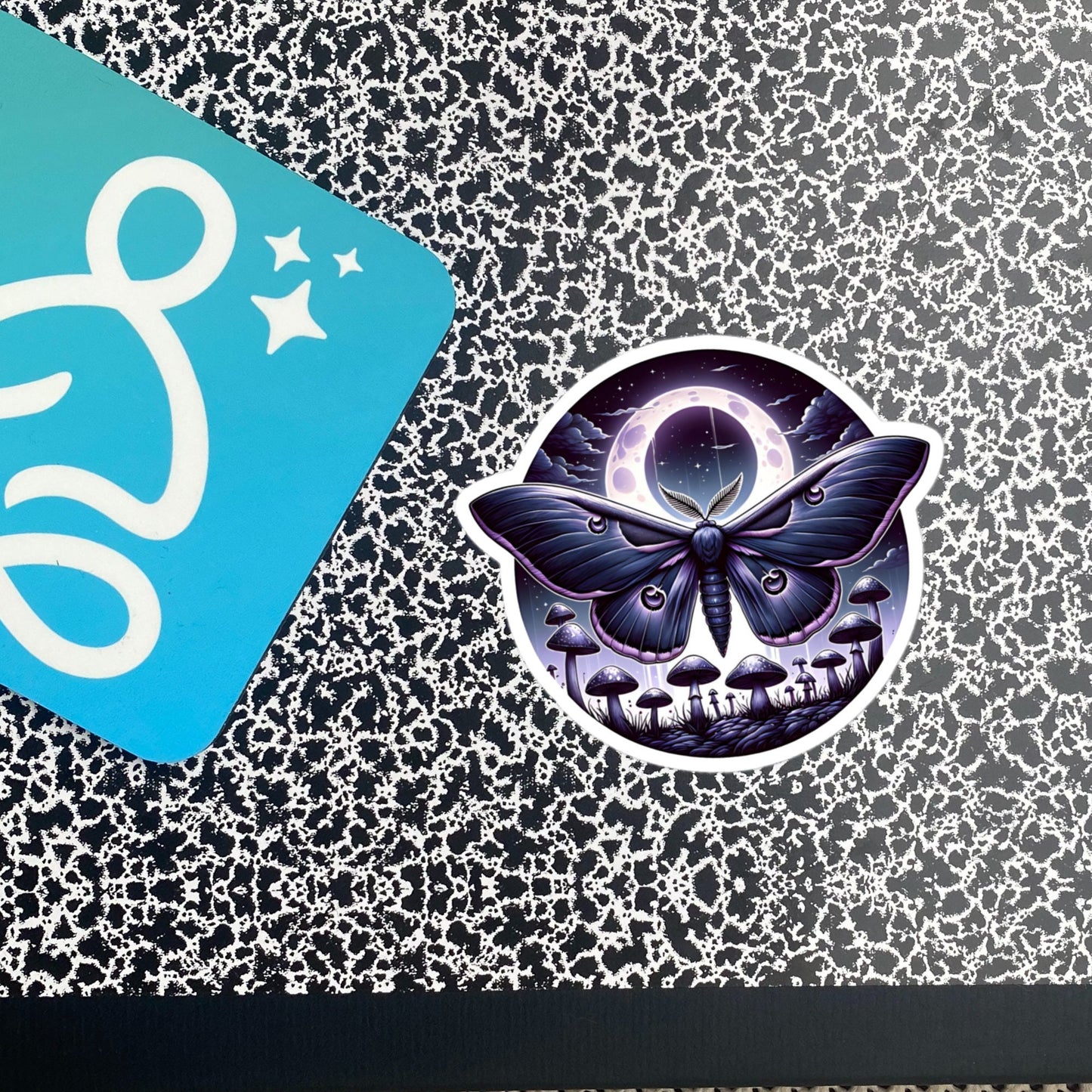 Pastel Goth WhimsiGoth Luna Moth Mushroom Sticker Original Art Dark Aesthetic Weird Stuff Unique Gift
