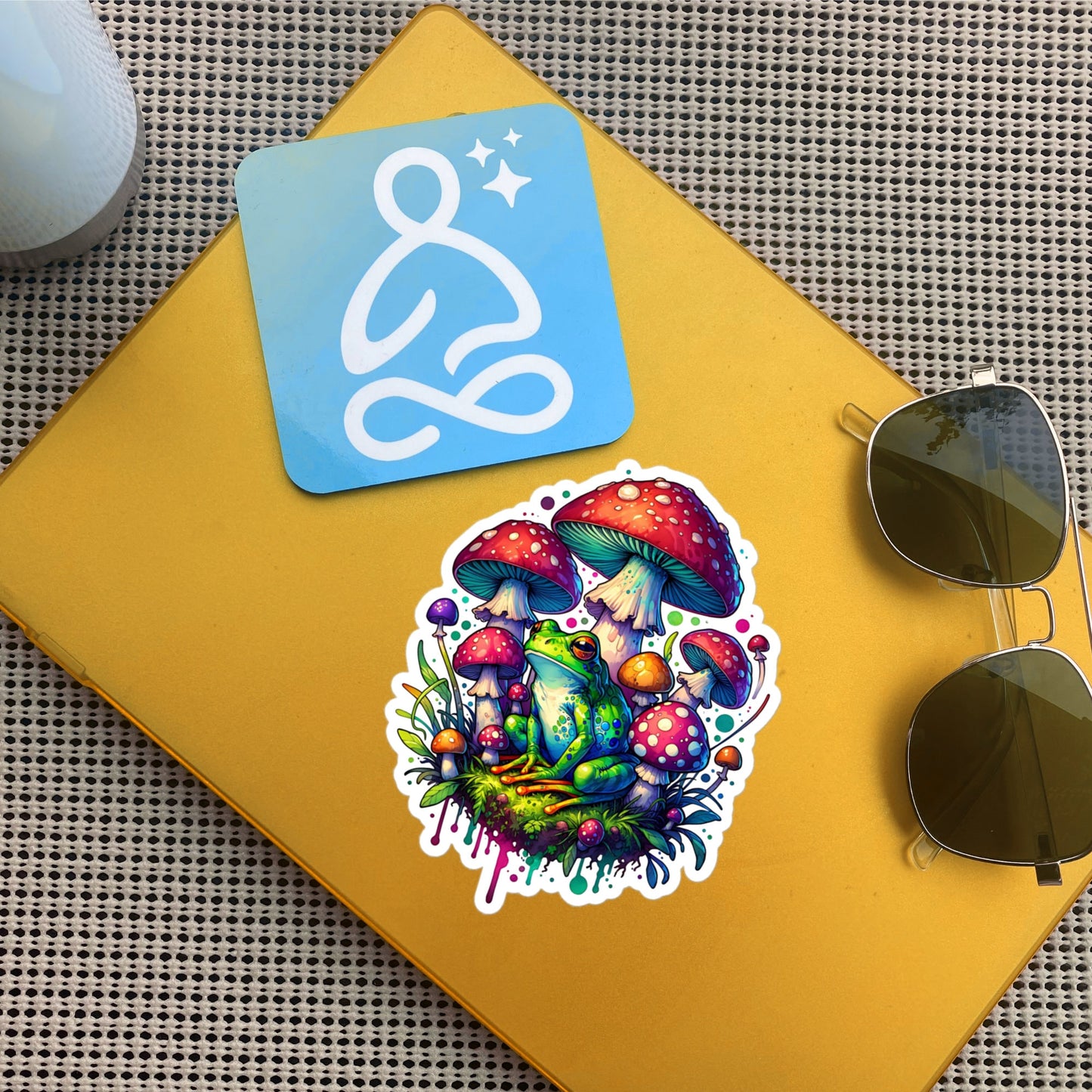Weirdcore Drippy Trippy Mushrooms Frog Sticker WhimsiGoth Original Art Sticker Gift