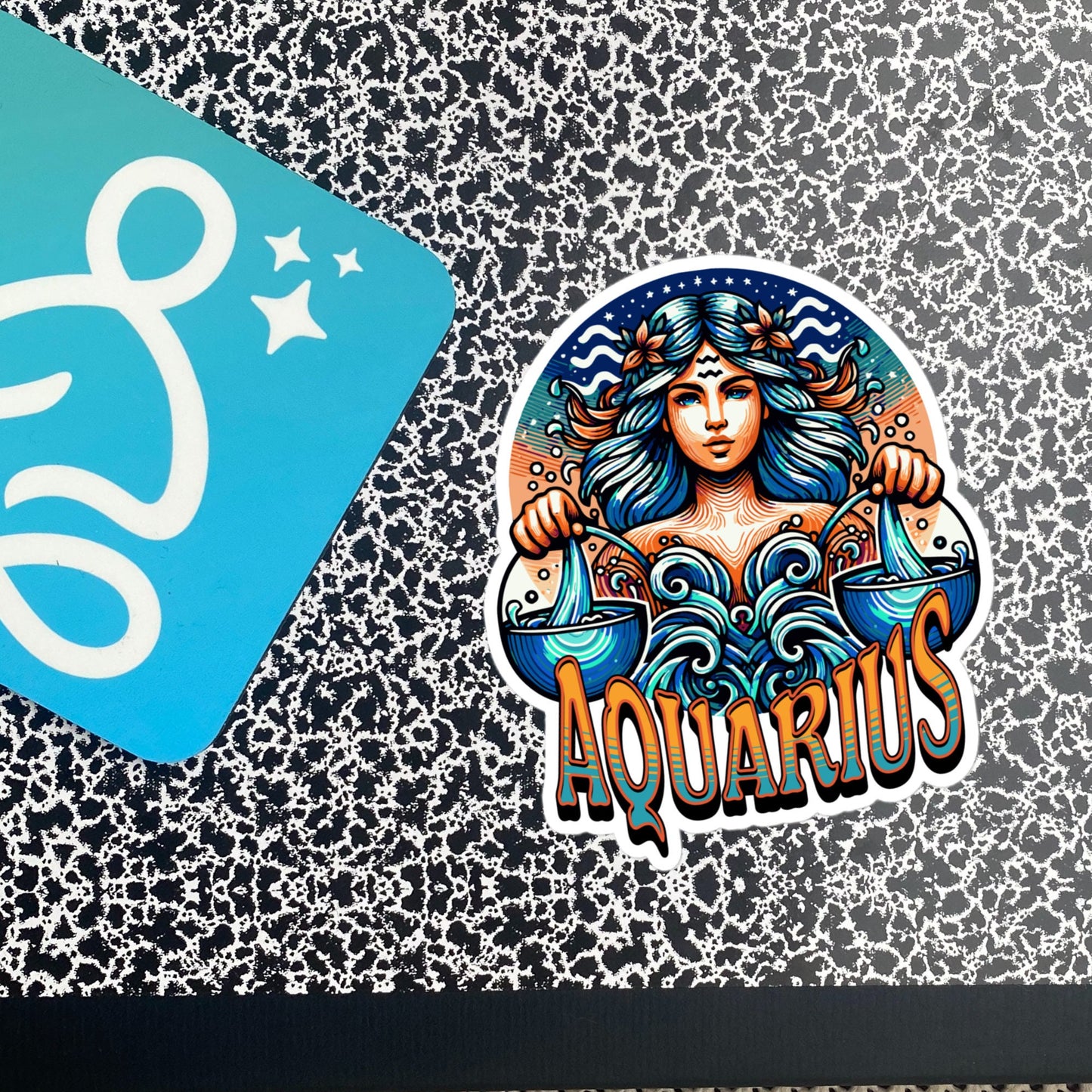 Aquarius Flash Sticker, Zodiac Sign Sticker, Horoscope Custom Aquarius Sticker, Multiple Sizes, Unique Gift