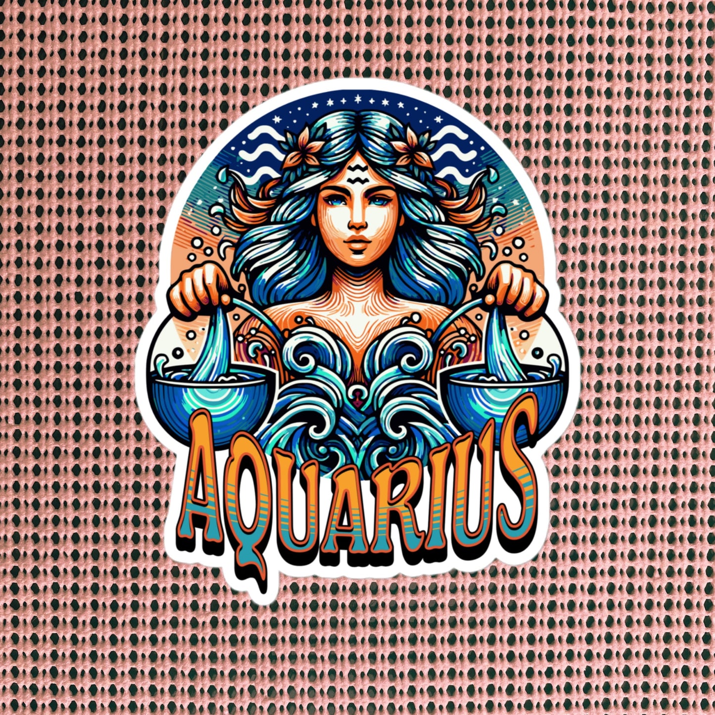 Aquarius Flash Sticker, Zodiac Sign Sticker, Horoscope Custom Aquarius Sticker, Multiple Sizes, Unique Gift