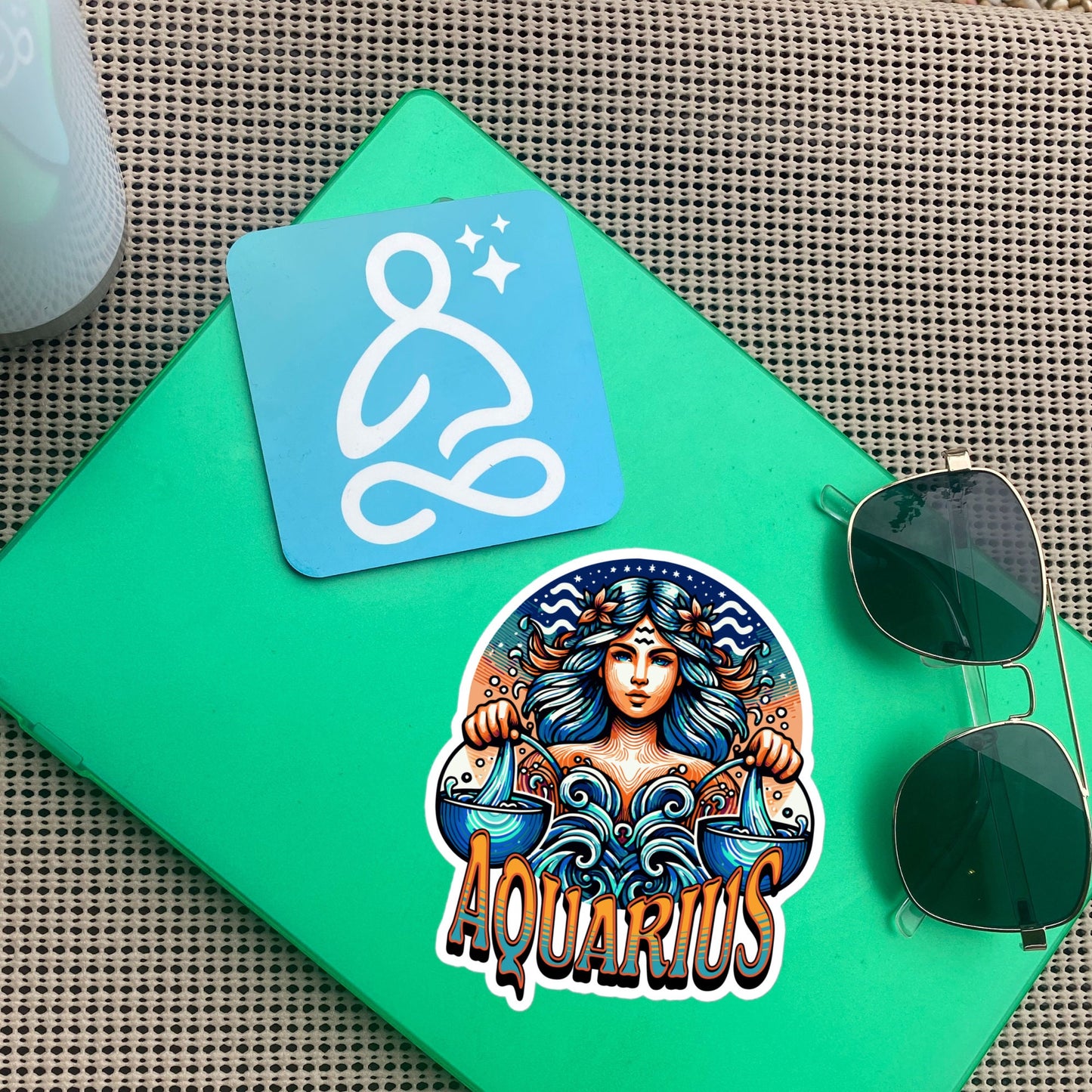 Aquarius Flash Sticker, Zodiac Sign Sticker, Horoscope Custom Aquarius Sticker, Multiple Sizes, Unique Gift